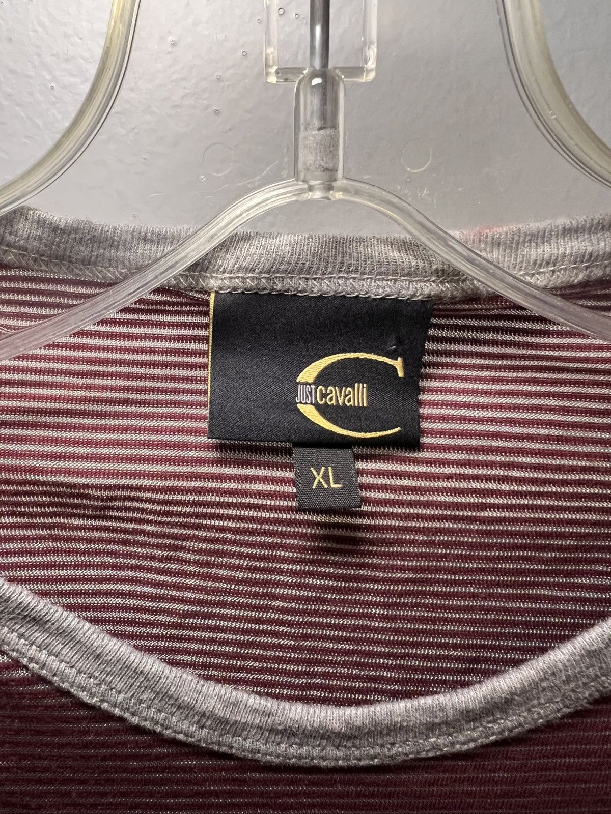 Just Cavalli Vintage Just Cavalli crest logo print striped fitted T-shirt Size US XL / EU 56 / 4 - 3 Thumbnail