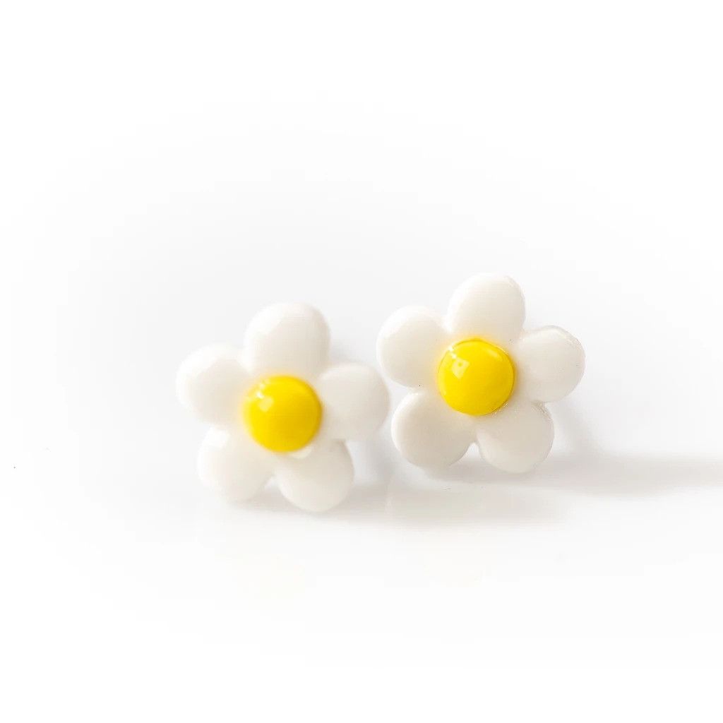 Jewelry Small Flower Stud Earrings Ceramic Ear Gift For Her Size ONE SIZE - 1 Preview