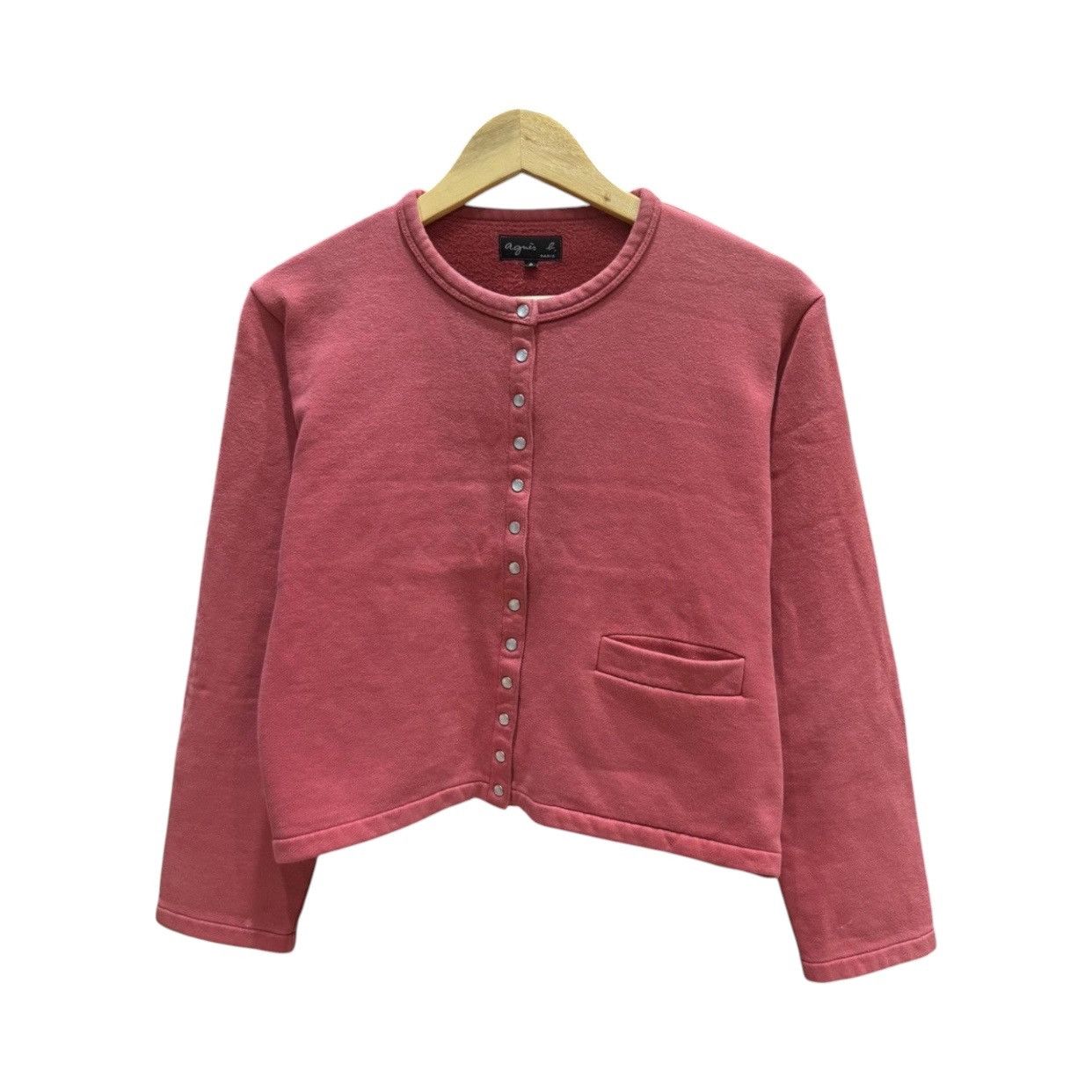agnes b. Vintage Agnes B Paris Cotton Fleece Snap Button Cardigan Size XS / US 0-2 / IT 36-38 - 1 Thumbnail