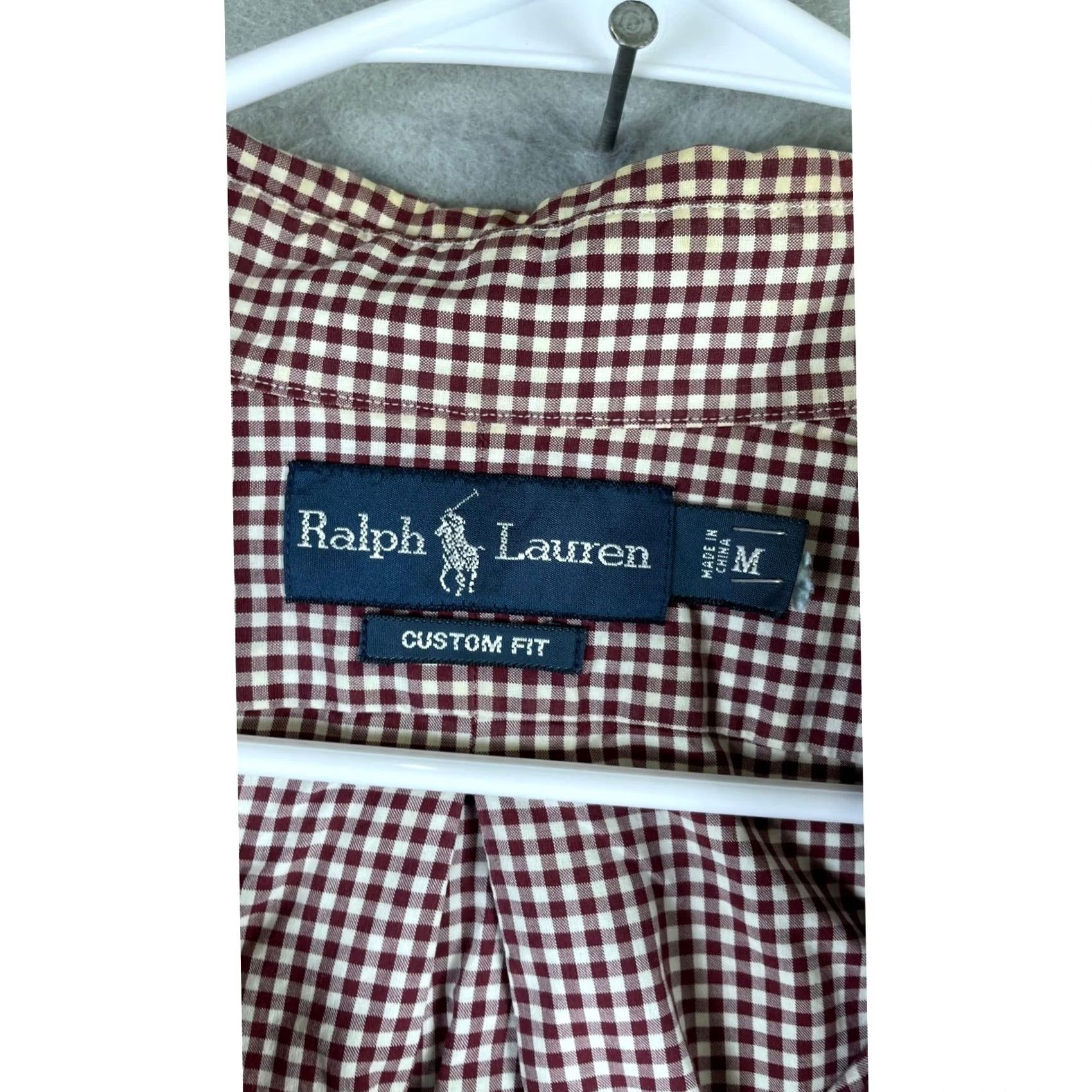 Ralph Lauren Ralph Lauren Shirt Mens M Maroon Gingham Button Down Custom Fit Long Sleeve Size US M / EU 48-50 / 2 - 6 Thumbnail