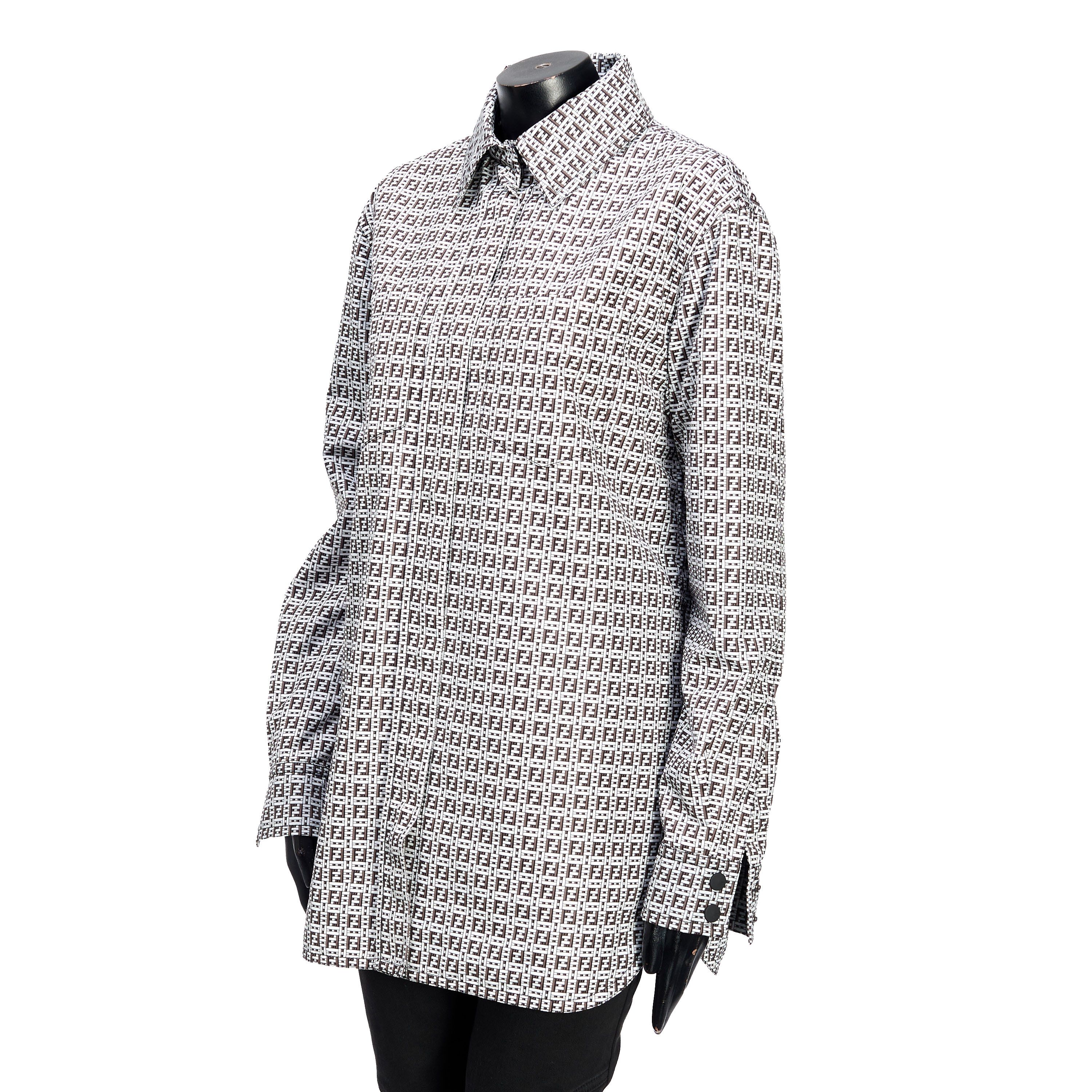 Fendi Shirt Jacket In Black & White FF Motif Size S / US 4 / IT 40 - 2 Thumbnail