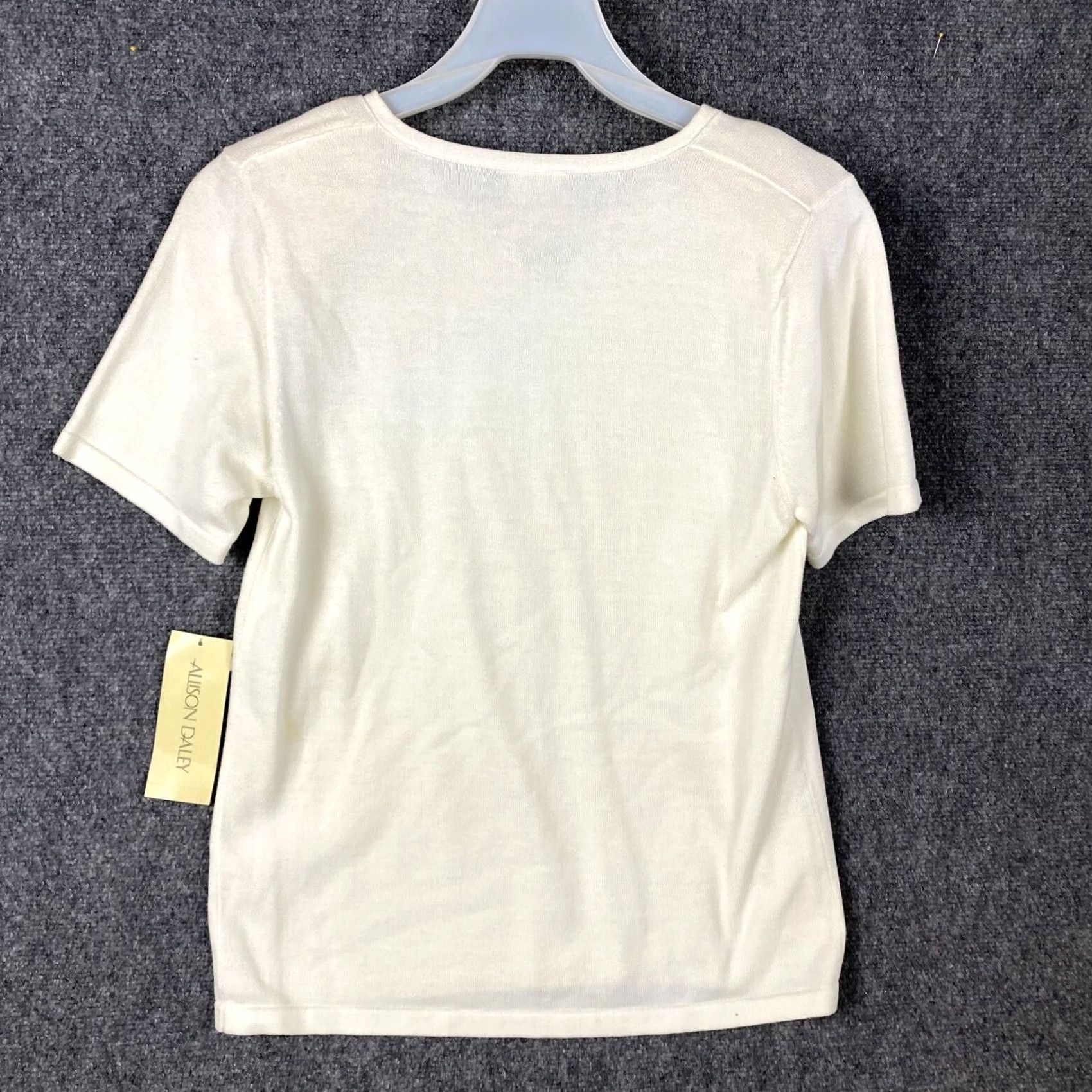 Vintage Allison Daley Shirt Women Small Short Sleeve Cotton Blend Cream Solid Blouse Size S / US 4 / IT 40 - 6 Thumbnail