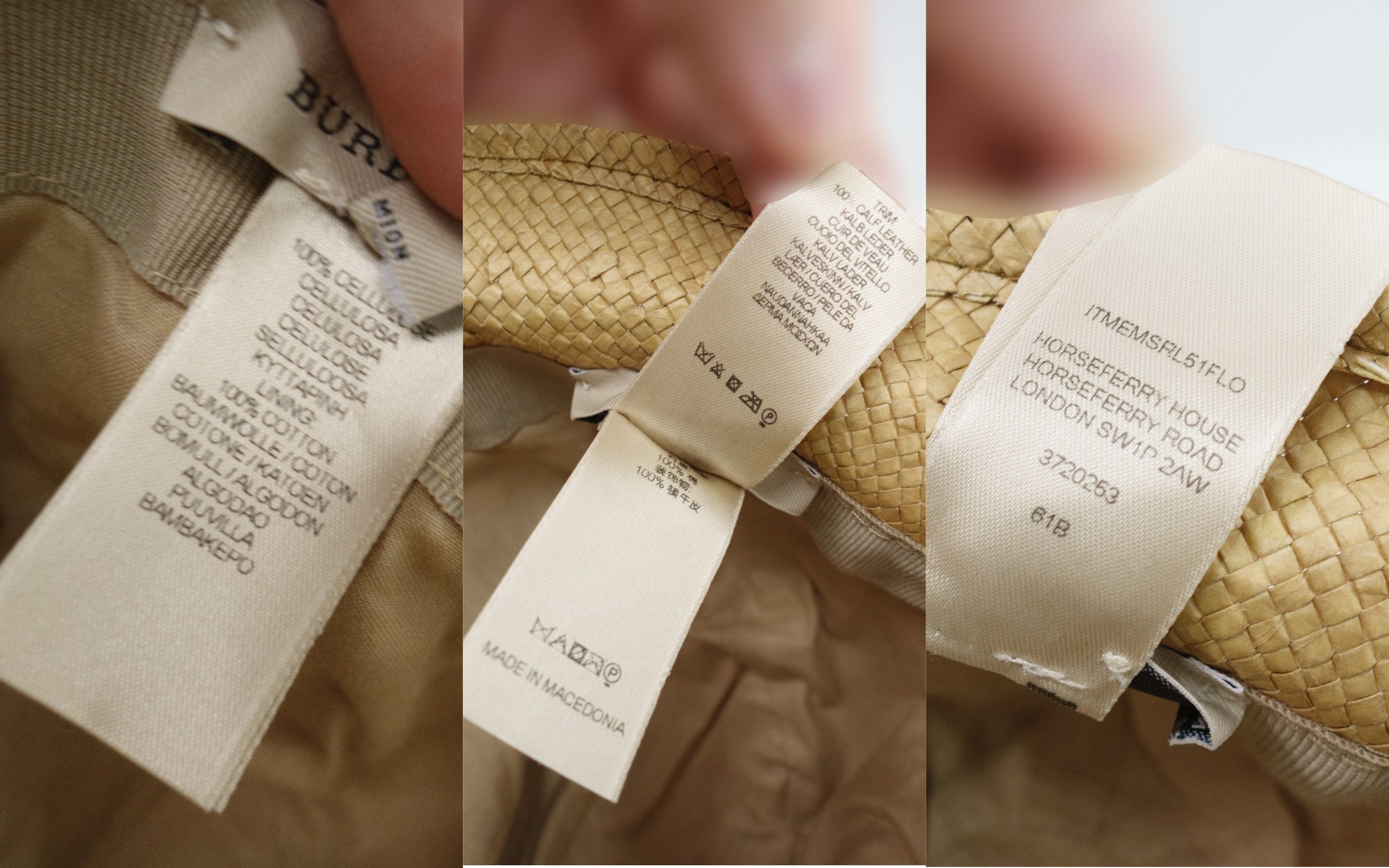Burberry Straw Leather Band Cellulosa Bucket Hat Size ONE SIZE - 8 Thumbnail
