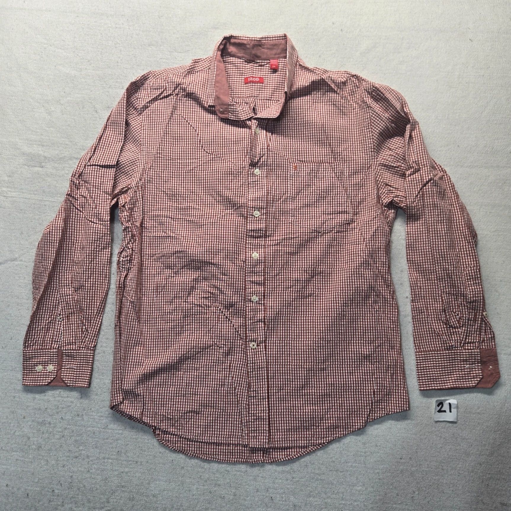 Izod Izod Shirt Check Red Button-Up Long Sleeve Adult Men's Size L Size US L / EU 52-54 / 3 - 2 Thumbnail