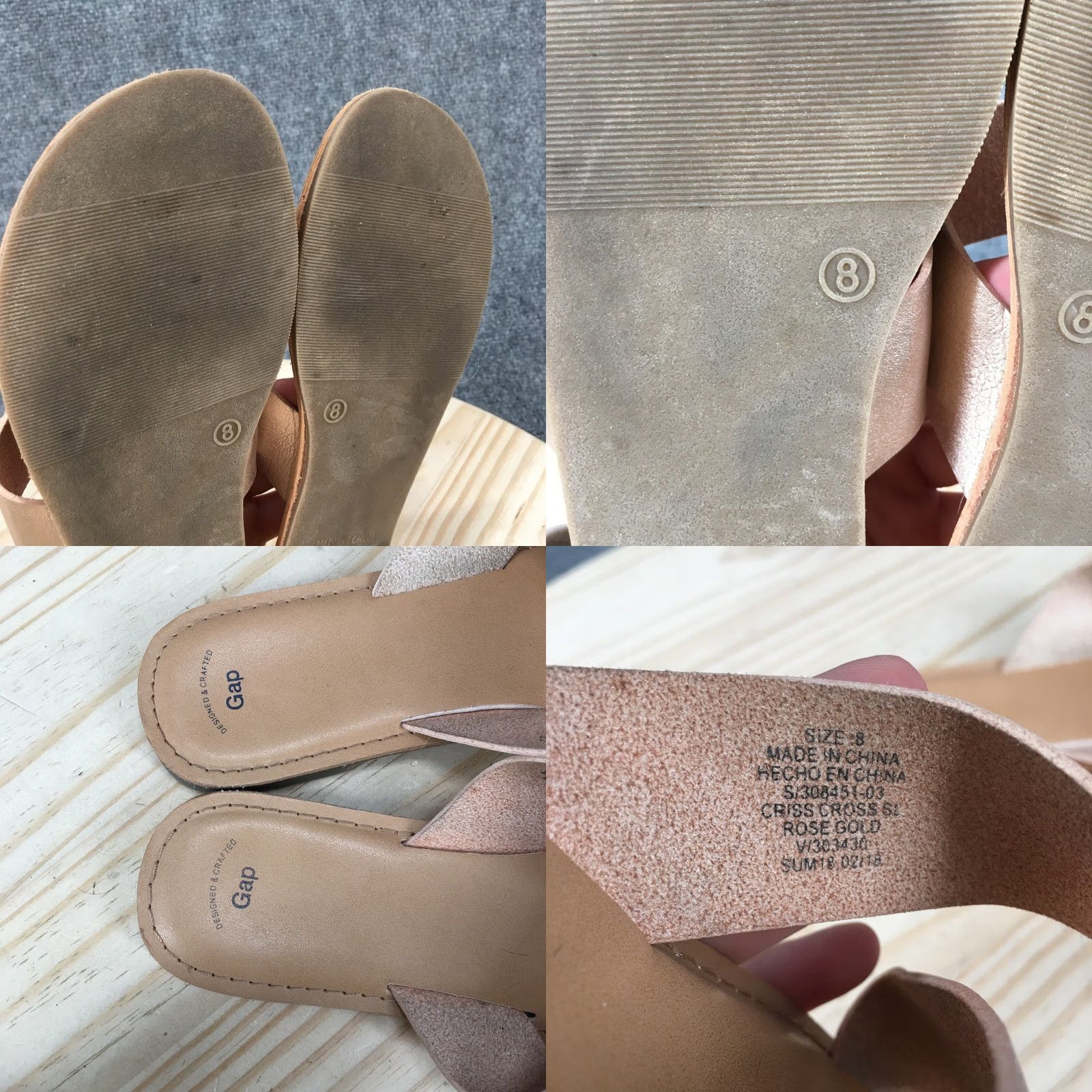 Gap Gap Sandal Womens 8 Beige Criss Cross Slide Open Toe Casual Comfort Leather Size US 8 / IT 38 - 9 Thumbnail