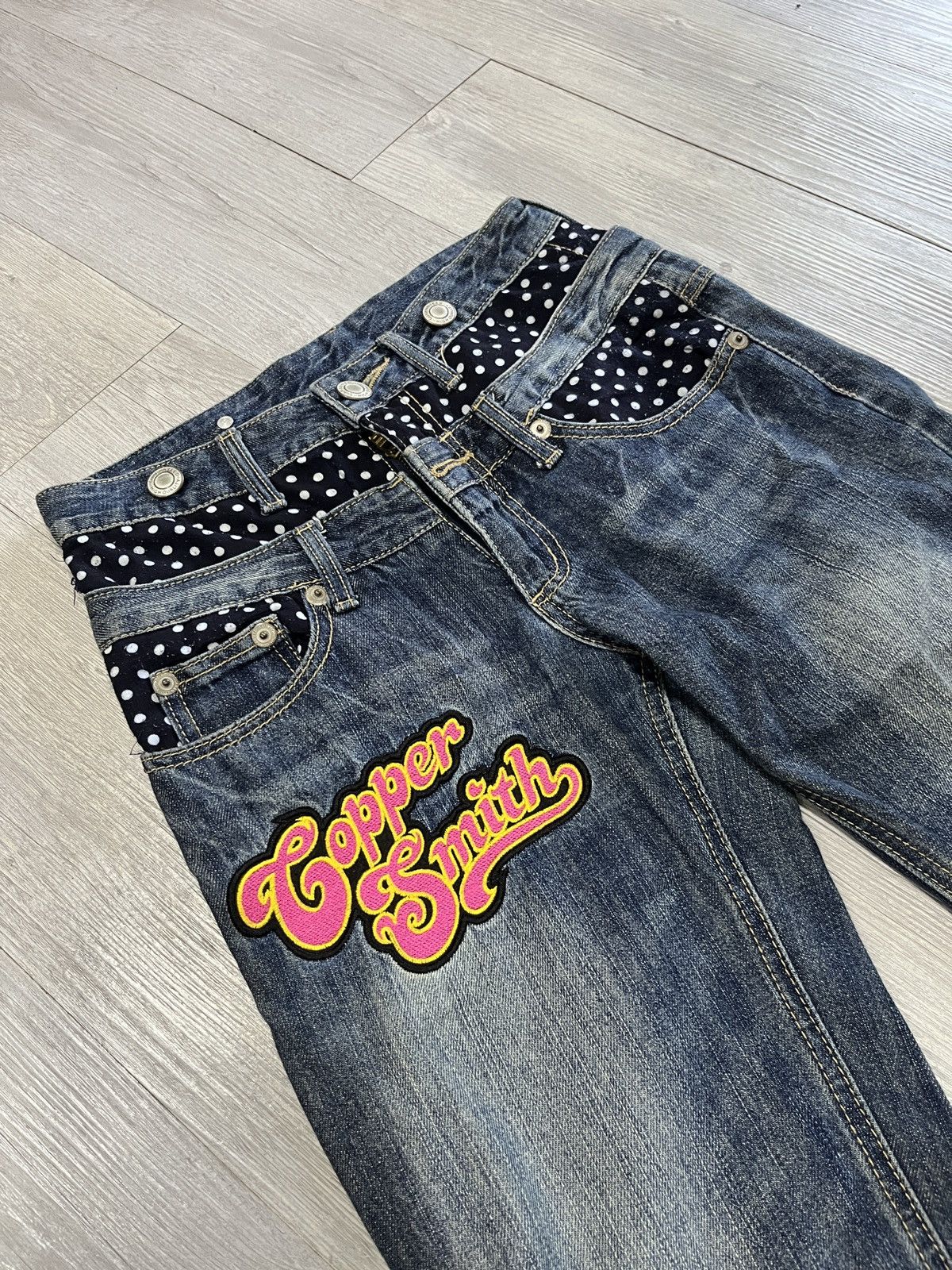 image of Hysteric Glamour x Vintage Double Waist Copper Smith Jeans in Dark Blue, Men's (Size 28)