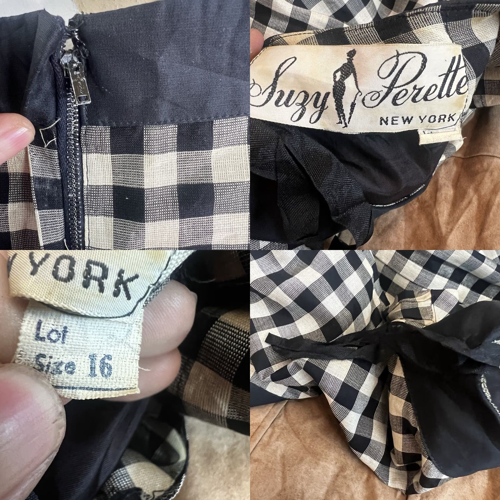 Vintage VINTAGE Suzy Perette 1950s Dress Womens Size 16 Black/White Gingham Shift Business Size 4XL / US 24-26 - 8 Thumbnail