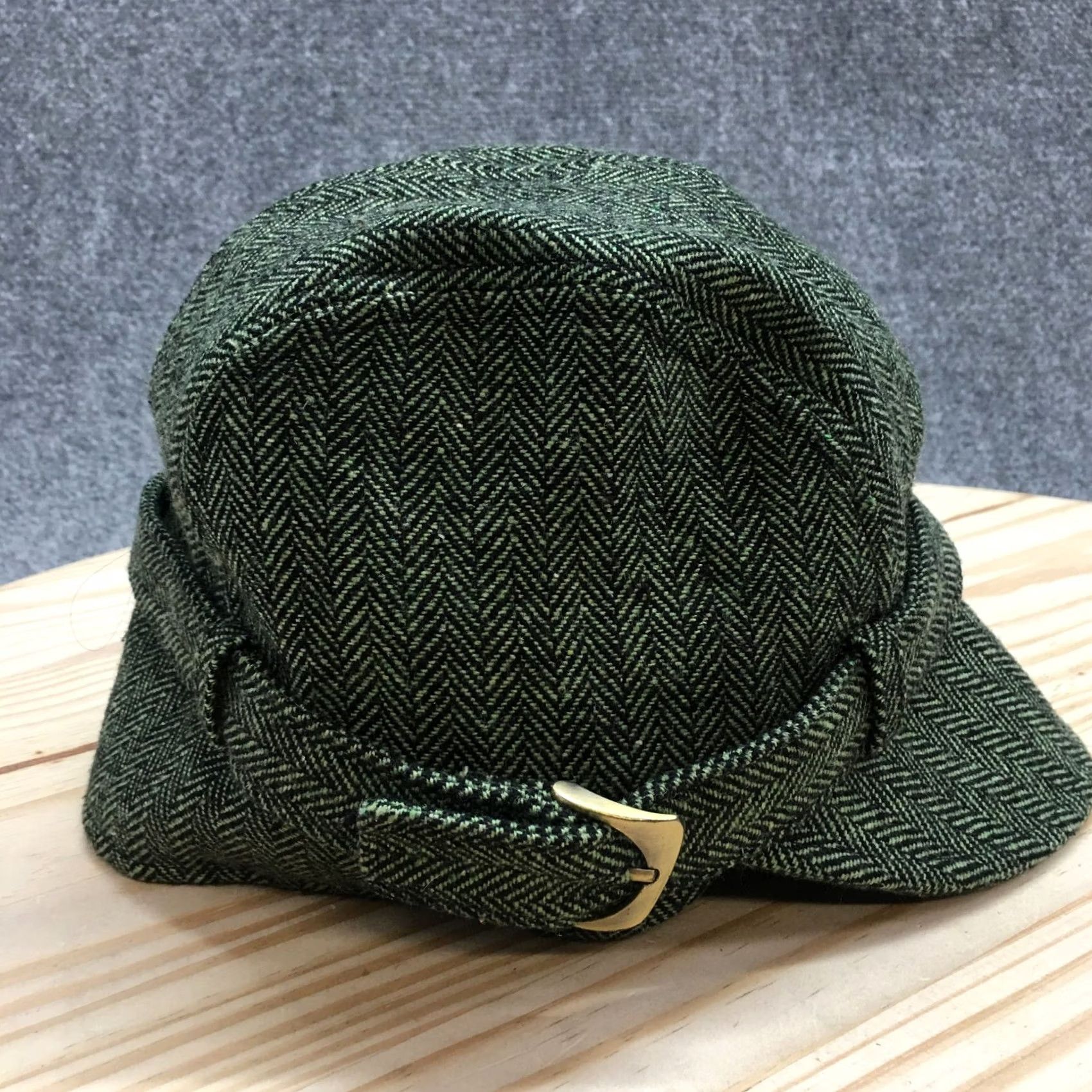Vintage DeLux Army Cap Mens Womens Green M-L Fitted Buckle Curved Brim Polyester Blend Size ONE SIZE - 7 Thumbnail
