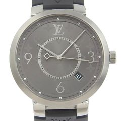 LOUIS VUITTON watch brand tambour date quartz QZ stainless steel leather  Q1311