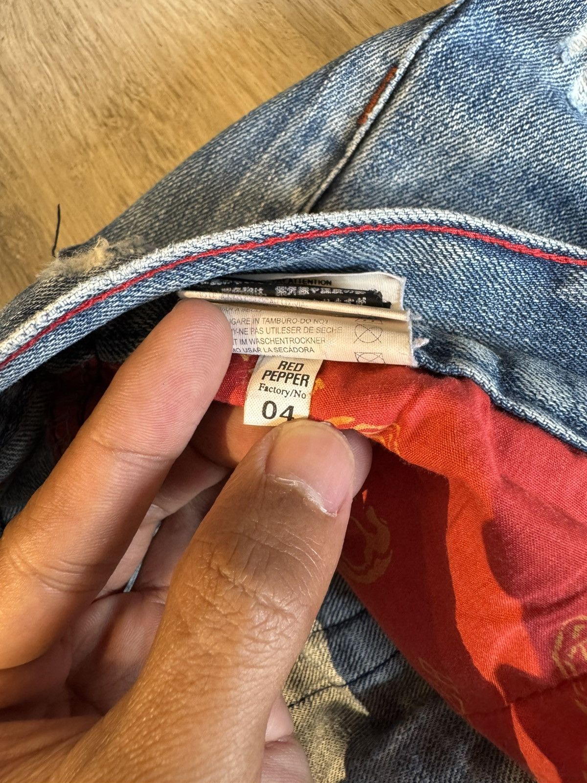 Japanese Brand DISTRESSED RED PEPPER DENIM SKULL LOGO LIKE LGB STYLE Size US 30 / EU 46 - 13 Thumbnail