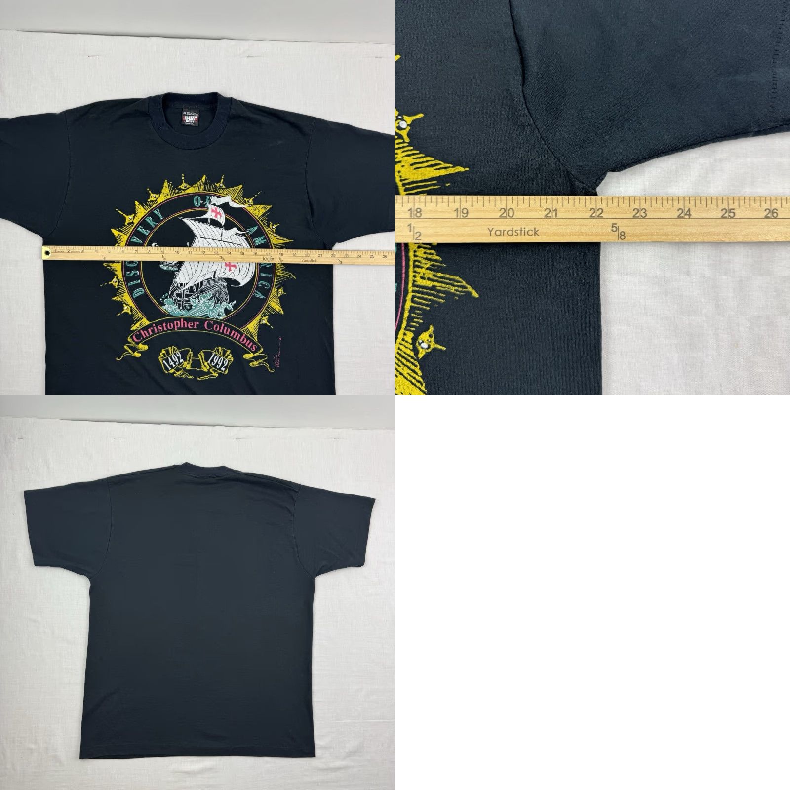 Vintage VINTAGE Christopher Columbus T Shirt Adult XL Black Discovery Of America Shirt Mens XL 90s USA Theme Size US XL / EU 56 / 4 - 8 Thumbnail