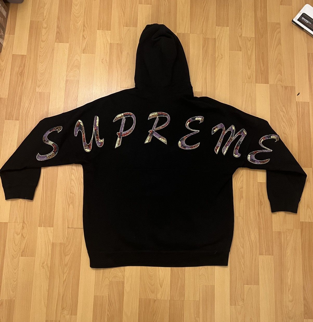 image of Supreme Beaded Hooded Sweatshirt in Black, Men's (Size XL)