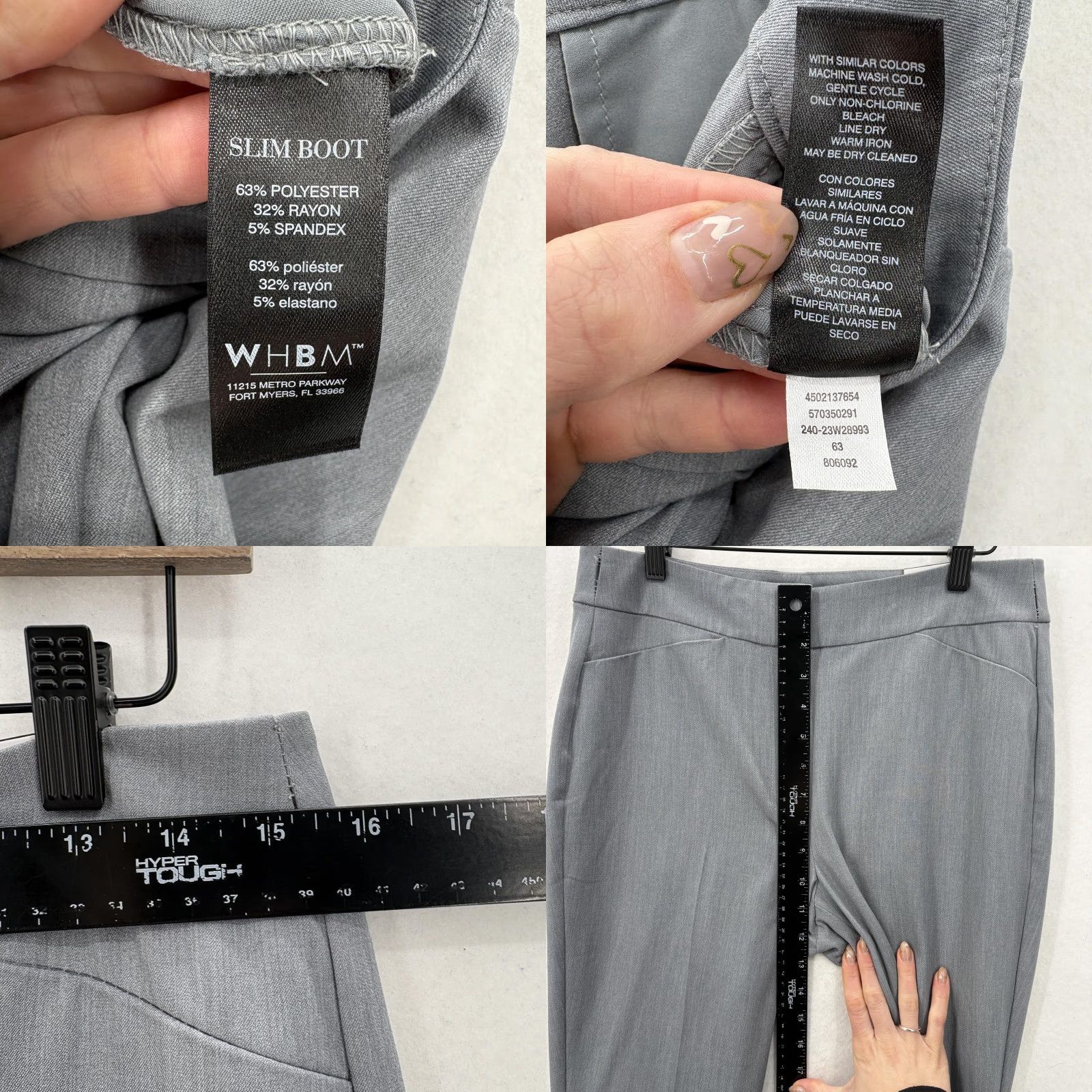 Vintage WHBM Dress Pants Womens 8R Gray Bootcut Slim Seasonless Twill Work Career Pants Women Size 30" / US 8 / IT 44 - 8 Thumbnail