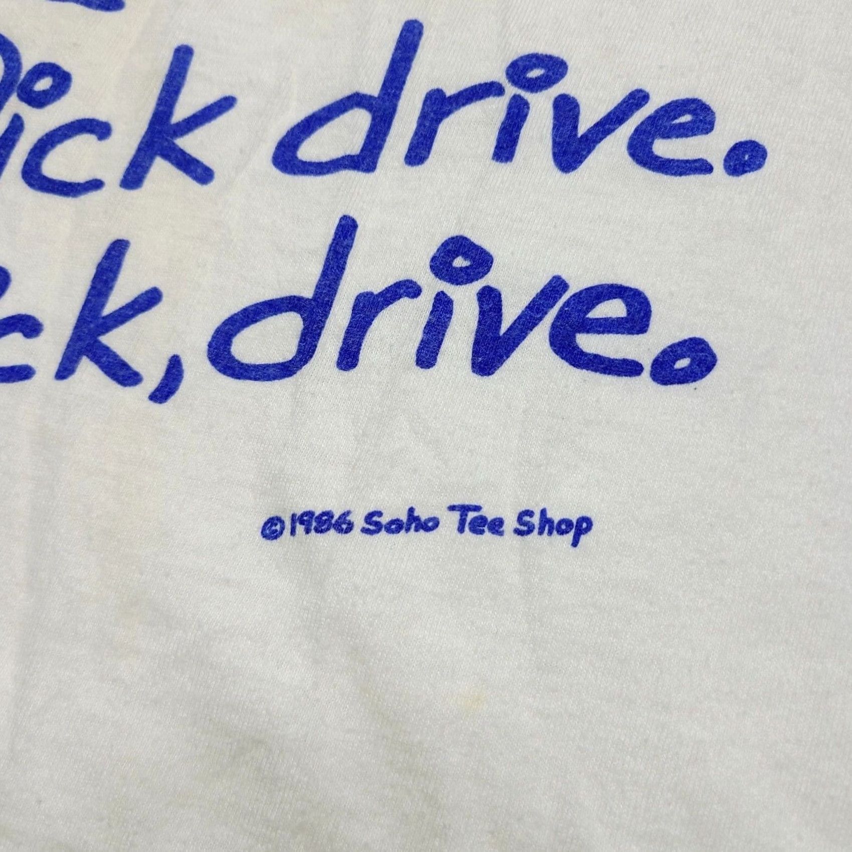 Vintage VINTAGE Soho Tee Shop See Dick Drive Golf Stick Figure Graphic T-Shirt Large 80s Mens Crew Neck Cotton White Standalone Logo Short Sleeve Regular Size US L / EU 52-54 / 3 - 4 Thumbnail