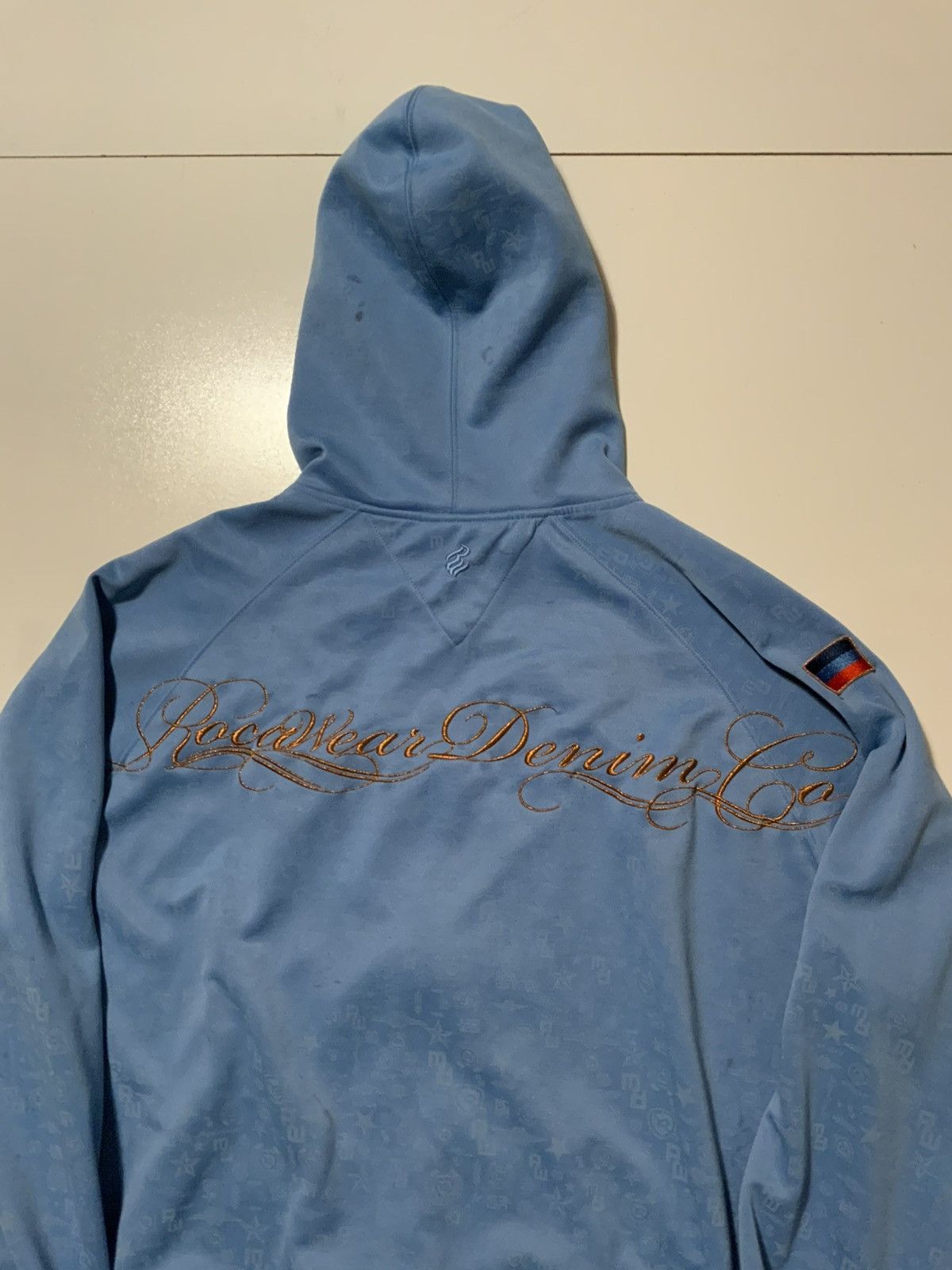 Rocawear × Vintage Vintage Y2K 2000s Rocawear Denim Flight Wings Zip Hoodie Size US XL / EU 56 / 4 - 4 Thumbnail
