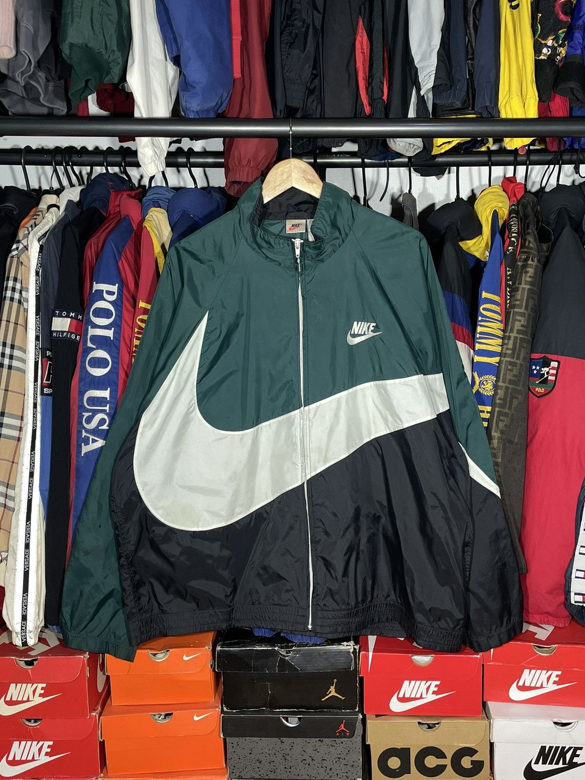 Nike × Vintage Windbreaker Nike Big Swoosh Vintage 90’s Size US XL / EU 56 / 4 - 1 Thumbnail
