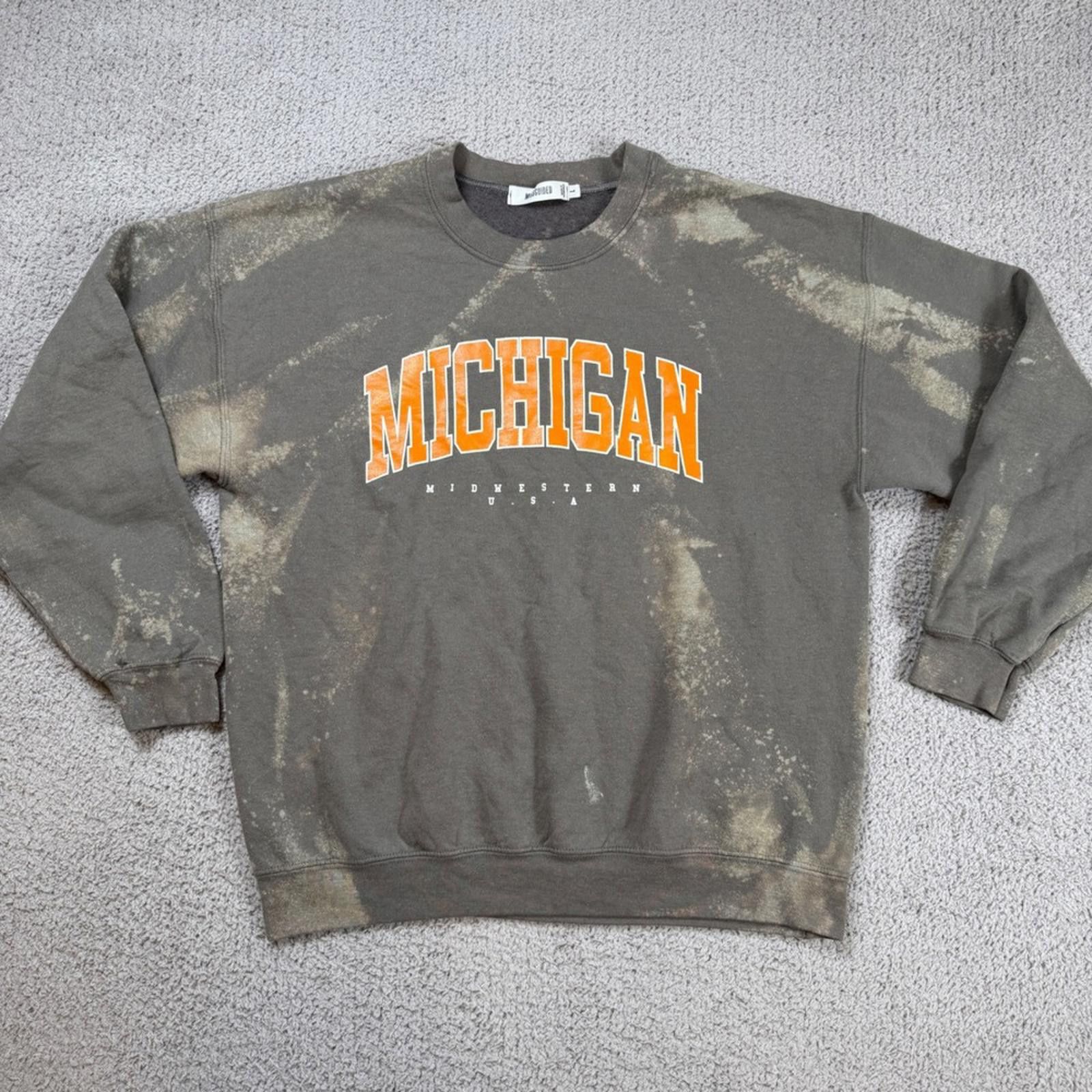 Other Missguided Michigan Crewneck Bleach Wash Distressed College Size L / US 10 / IT 46 - 1 Thumbnail