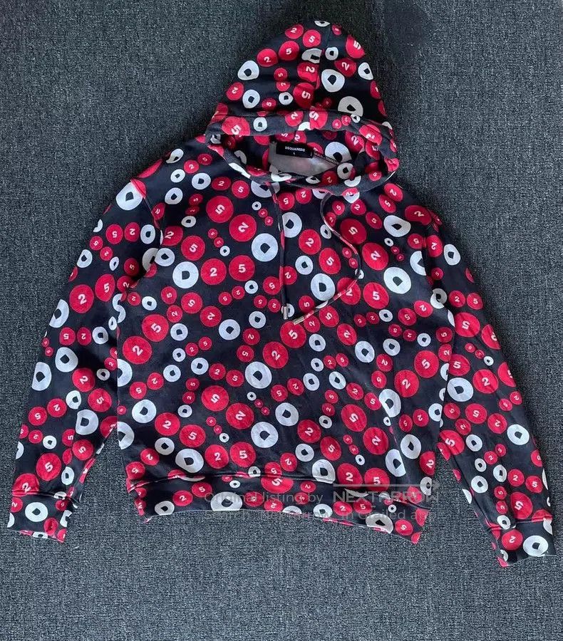 Dsquared2 DSquared2 Red Patterned Hoodie Sweatshirt. Size US L / EU 52-54 / 3 - 1 Thumbnail