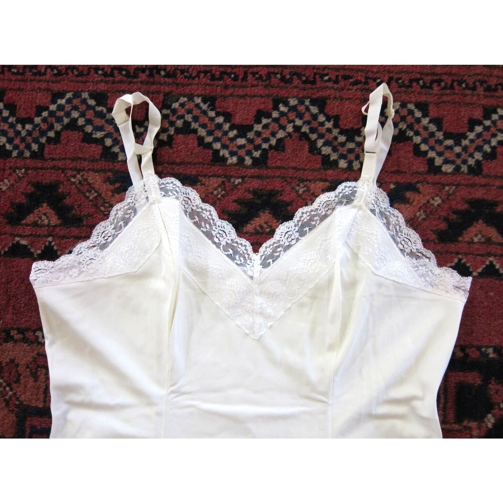 Vintage VINTAGE Shadow Line Ivory Lace Spaghetti Strap Long Slip Nightgown Dress 36MS Size M / US 6-8 / IT 42-44 - 3 Thumbnail