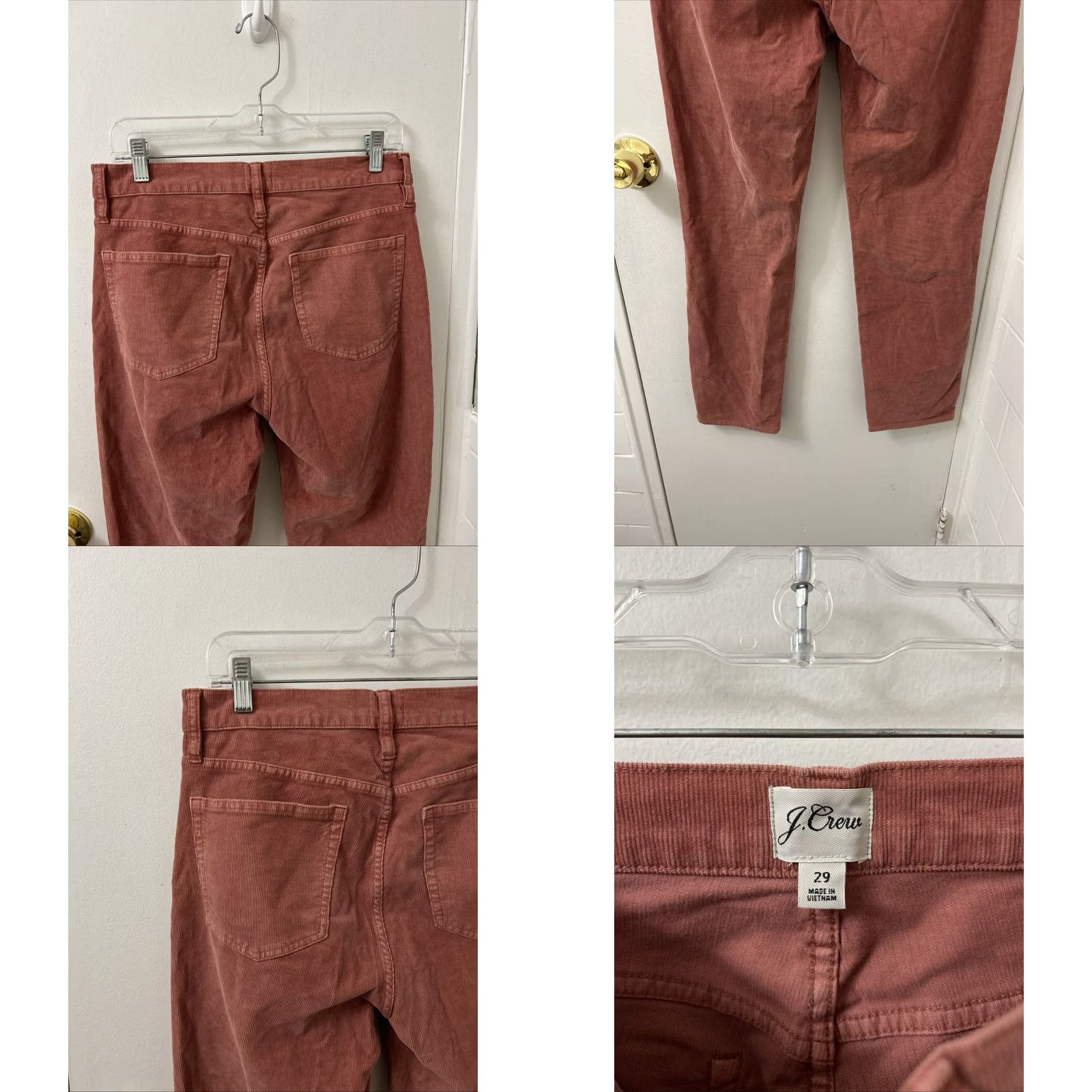 Vintage J Crew Vintage Straight Corduroy Pants Womens 29x28 Rose Pink YKK Trousers Size 29" - 8 Thumbnail