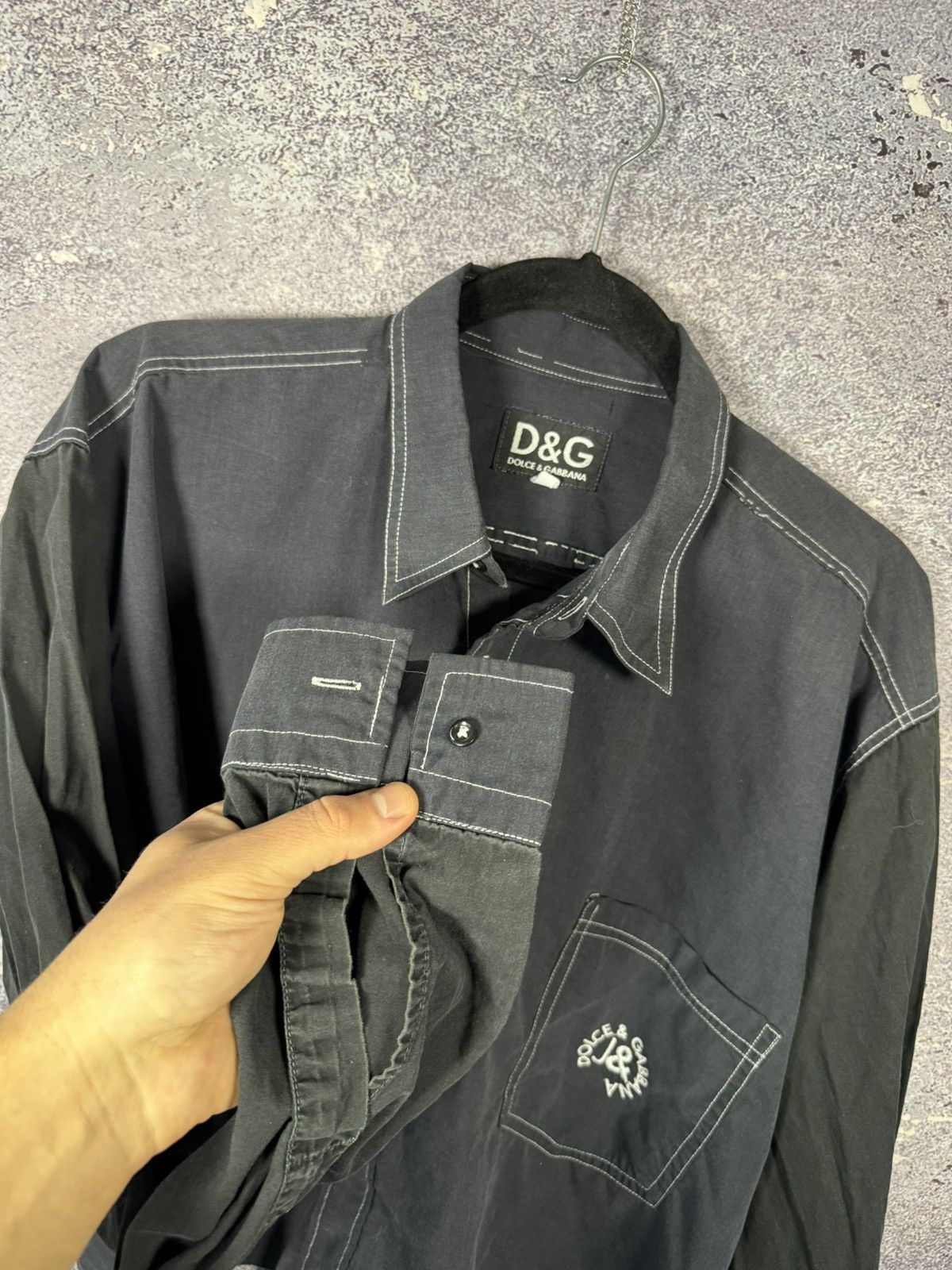 Dolce & Gabbana × Vintage Vintage Dolce Gabbana Shirt Black/Blue Top Woman Large Size L / US 10 / IT 46 - 10 Thumbnail