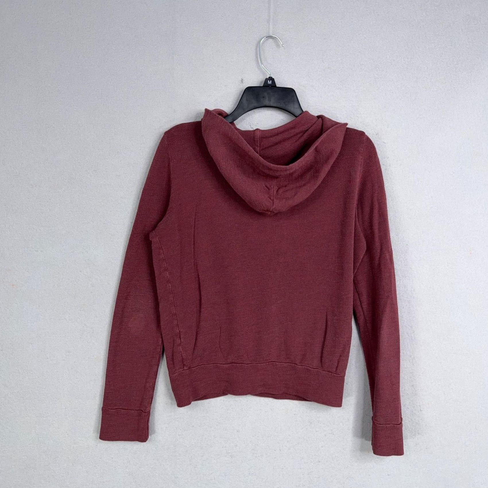 MONROW VINTAGE Monrow Hoodie Womens XS Red Waffle Knit Full Zip Pockets Top Size XS / US 0-2 / IT 36-38 - 7 Thumbnail