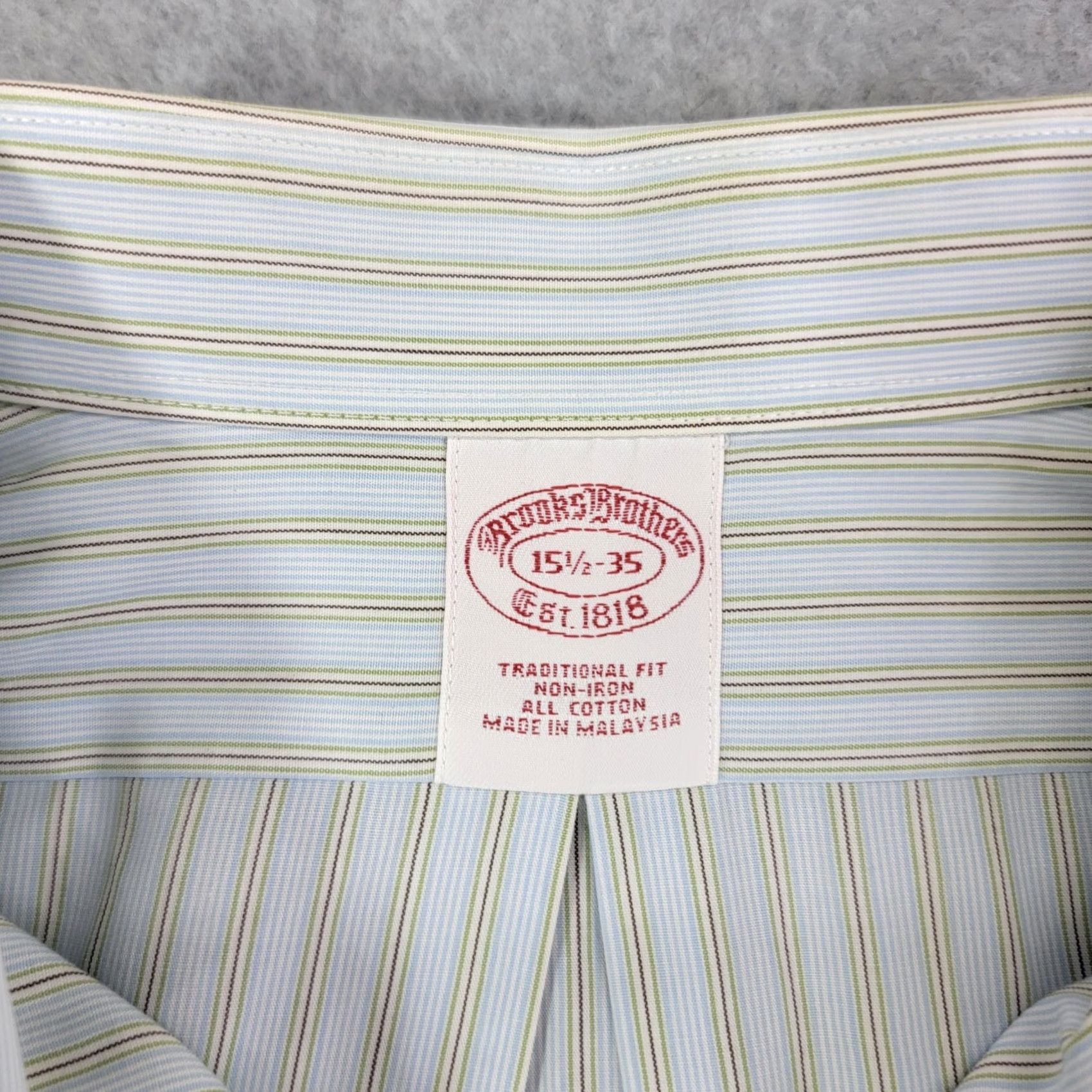 Brooks Brothers Brooks Brothers Shirt 15.5-35 Traditional Fit Non-Iron Striped Casual Business Mens Shirt Size US L / EU 52-54 / 3 - 2 Thumbnail