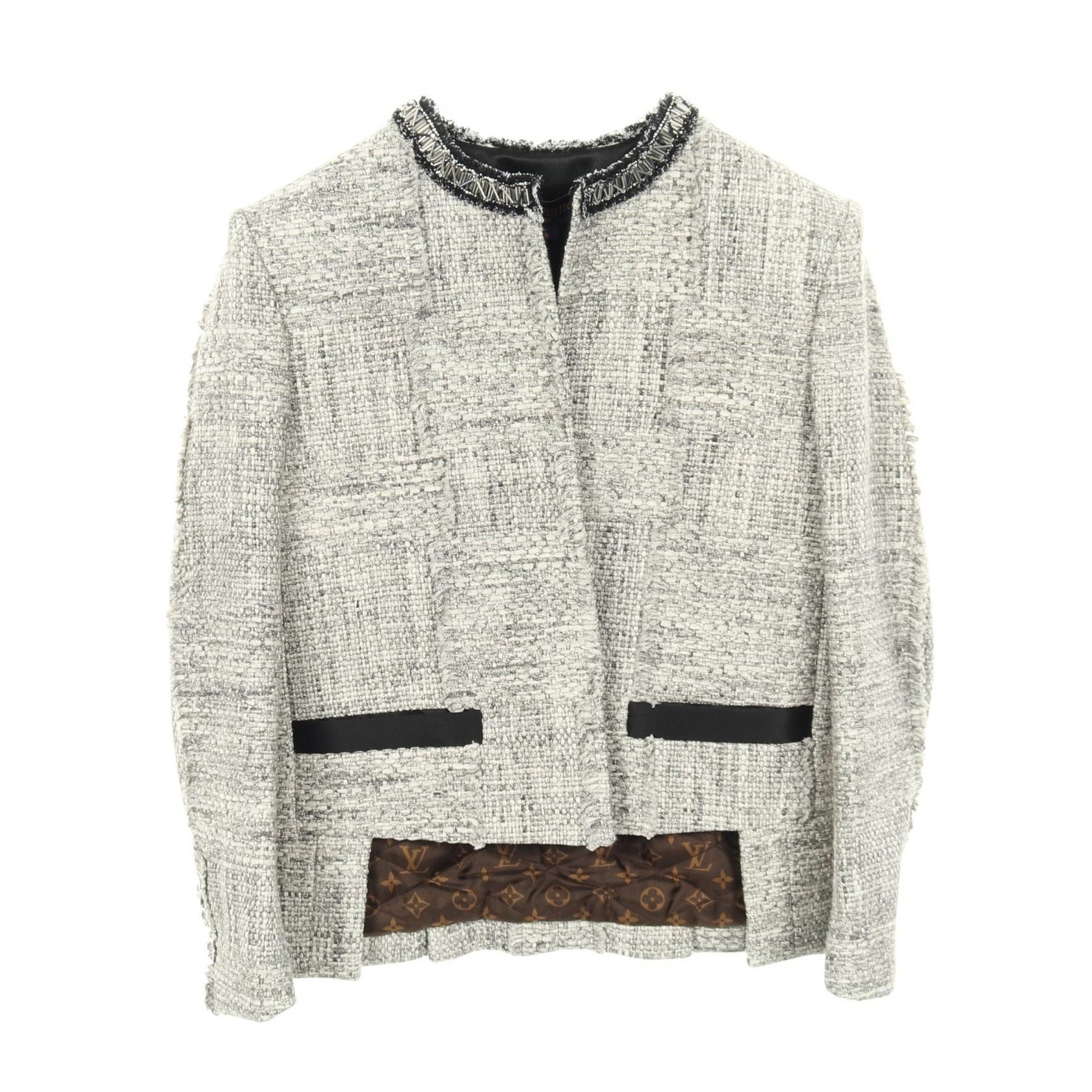 Louis Vuitton Louis Vuitton Louis Vuitton Tweed Wool Cotton Jacket Textile Outerwear RW221BMR2FMVB68 DUTY FREE for USA Size ONE SIZE - 1 Thumbnail