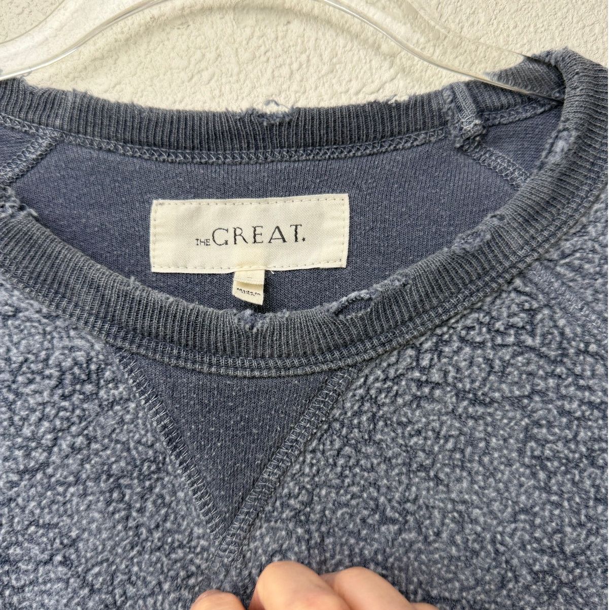 THE GREAT The Great. Blue Fleece Sweatshirt Distressed Raw Hem Size 0 Size XS / US 0-2 / IT 36-38 - 11 Thumbnail