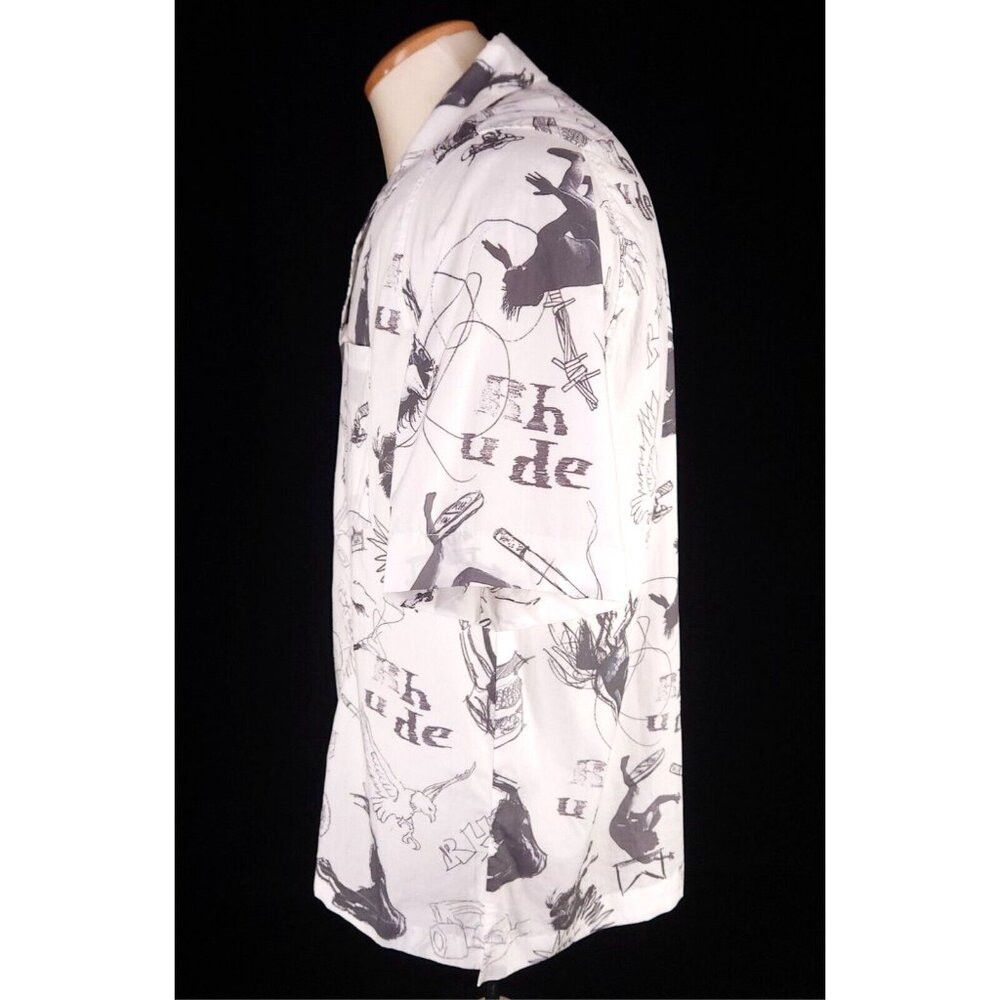 Rhude Rhude Doodle Hawaiian Shirt Size XS White Gray Unisex style Size US XS / EU 42 / 0 - 4 Thumbnail