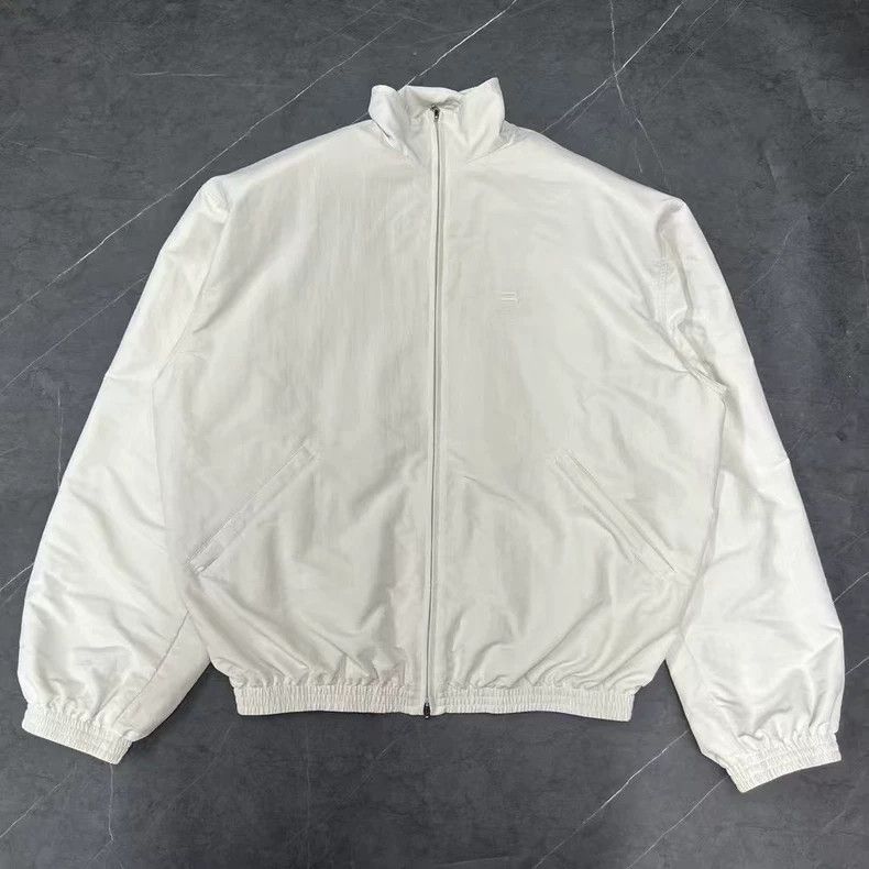 Balenciaga 22FW White Shoulder Pads Nylon Sports Jacket