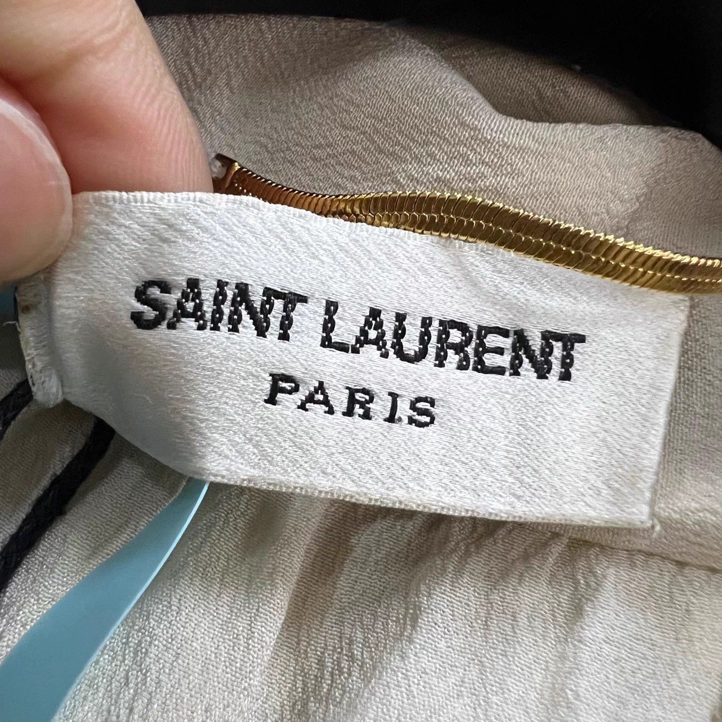 Saint Laurent Paris SLP Beige Ribbon LS Shirt 34 95 New Size XXS / US 00 / IT 34 - 4 Thumbnail
