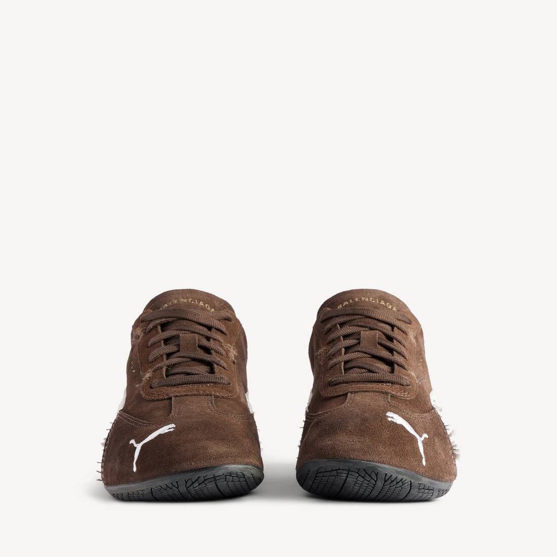 Balenciaga × Puma o1w1db10326 Speedcat Suede Sneakers in Brown/White Size US 12 / EU 45 - 3 Thumbnail