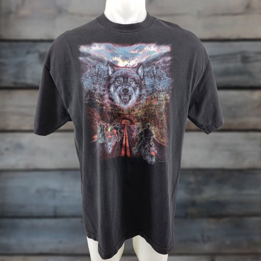 Vintage VINTAGE Roadrunner Custom Cycles Hobbs NM Mens Shirt Size XL Wolf Pack Shirt Size US XL / EU 56 / 4 - 1 Thumbnail