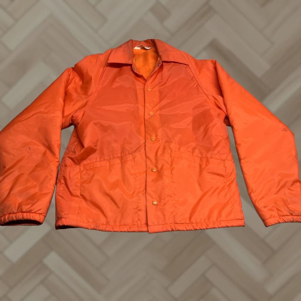 Vintage VINTAGE Don Alleson Athletic Bomber Jacket Nylon Snap Fleece Lined Blaze Orange Size S/M Unisex Adults Size US S / EU 44-46 / 1 - 1 Thumbnail