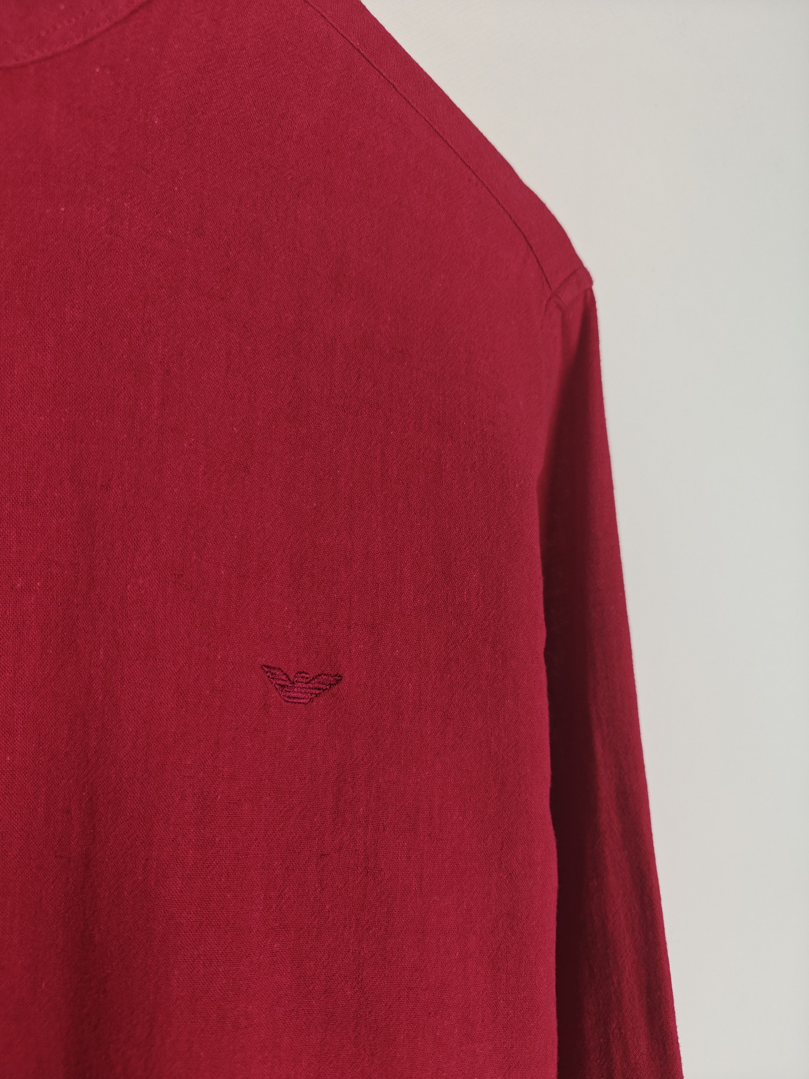 Armani Armani Jeans Shirt VTG Linen/Cotton Red 1/4 size L Size US L / EU 52-54 / 3 - 4 Thumbnail