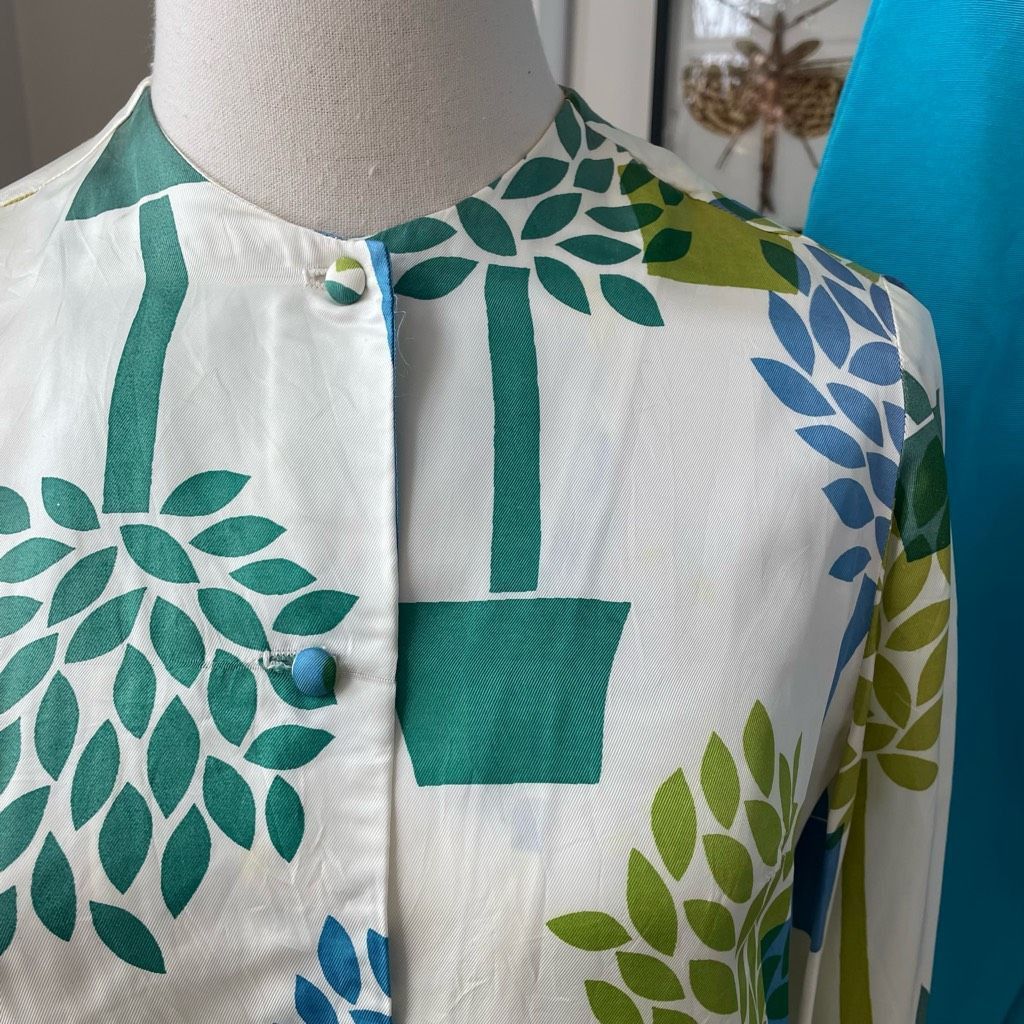 Vintage Vintage 60s Ilene Ricky Mod Print Outfit Blouse Cigarette Pa Size 22" - 4 Thumbnail