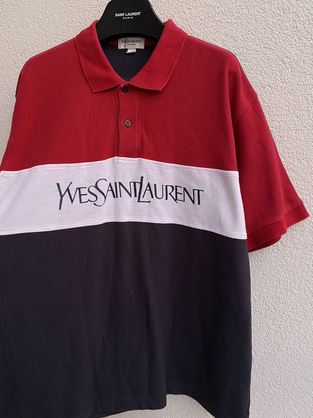 Yves Saint Laurent Big Logo YSL Polo Shirt Size US L / EU 52-54 / 3 - 16 Thumbnail