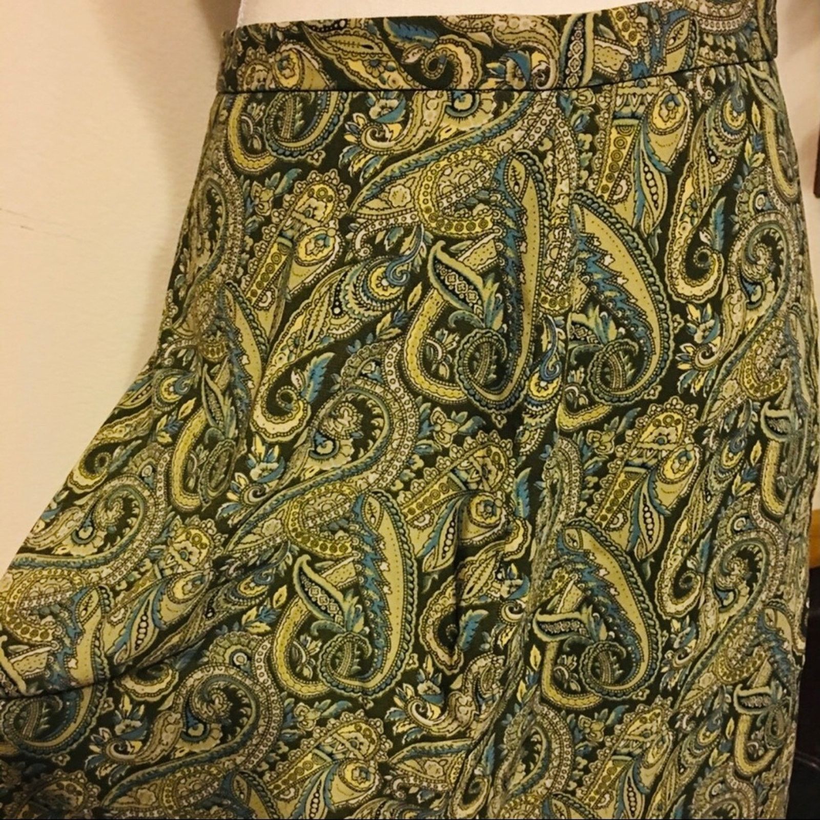 Other Nine & Co full length paisley print green skirt Size 28" / US 6 / IT 42 - 3 Thumbnail