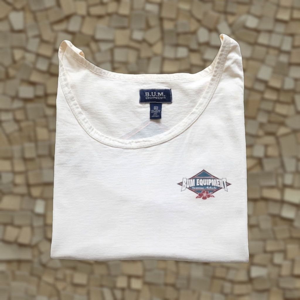 Vintage VINTAGE B.U.M. Equipment T-Shirt 90s Surf USA Made Tank Top Graphic Tee White XL Mens 100% Cotton Size US XL / EU 56 / 4 - 1 Thumbnail