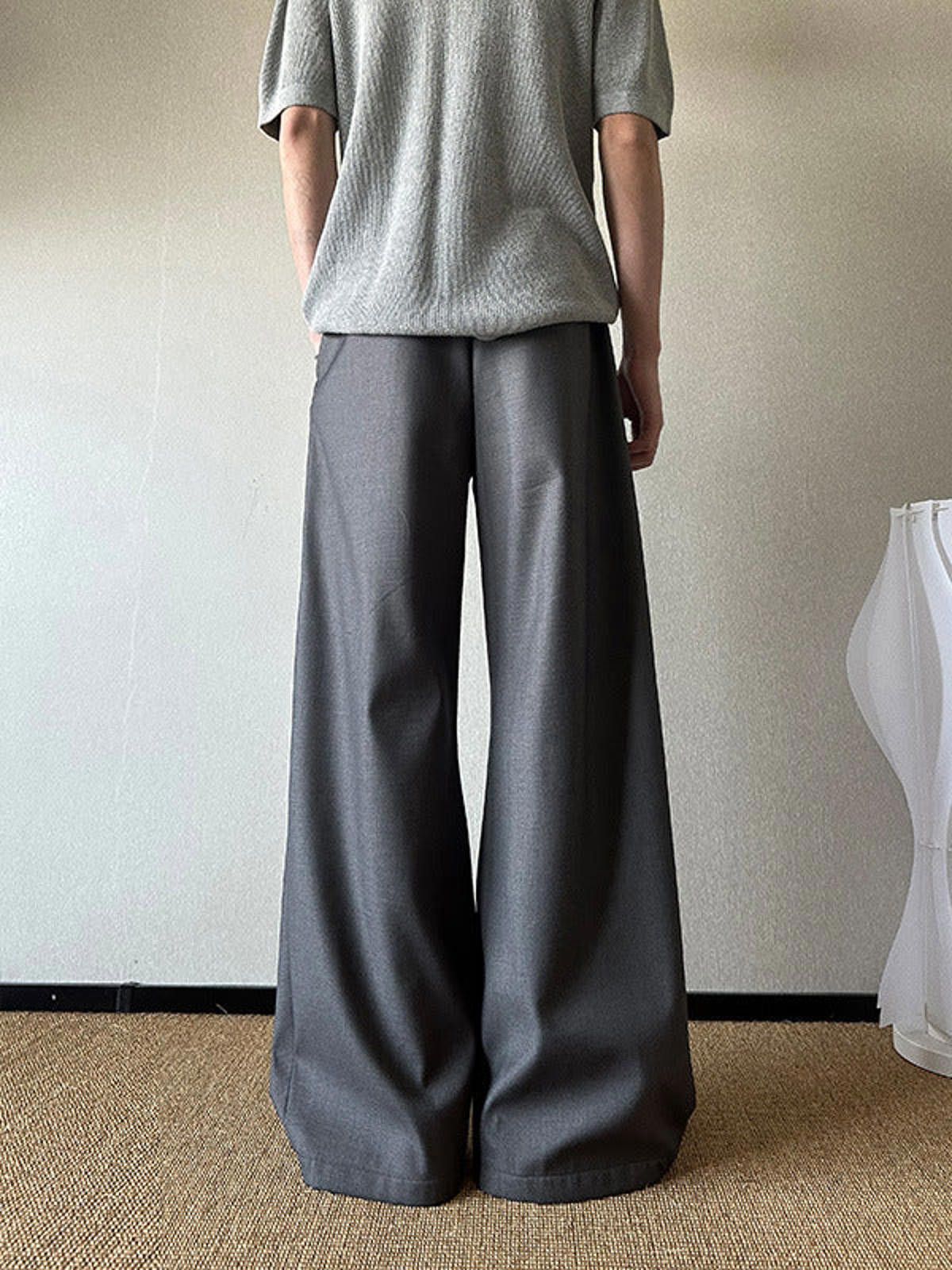 Vintage Gray Wide Leg Casual Pants, Relaxed Fit Trousers Size US 32 / EU 48 - 3 Thumbnail