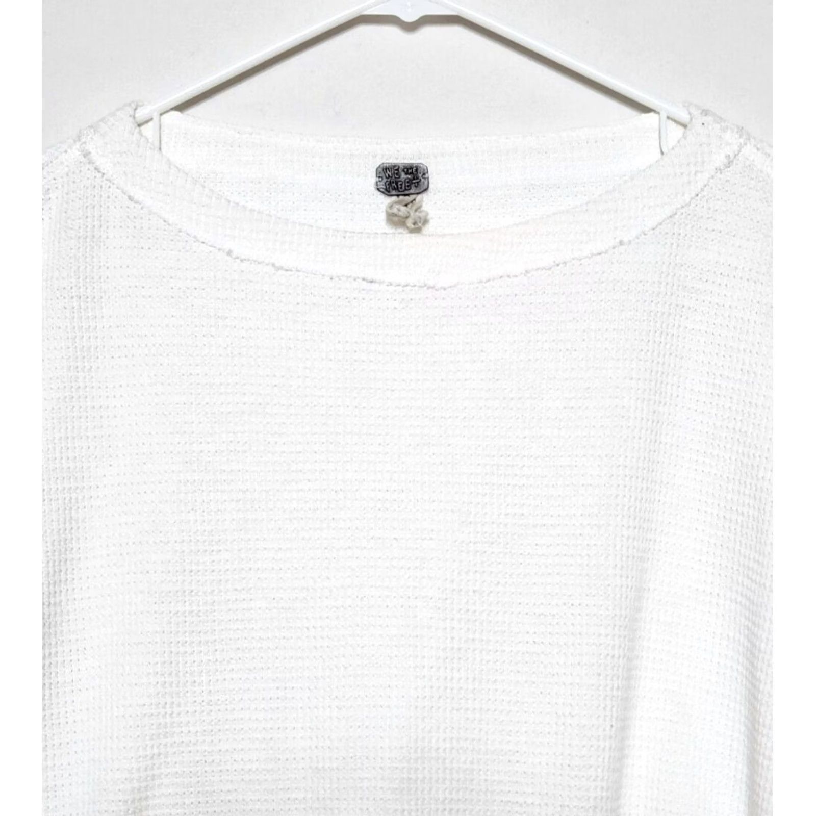 Free People Free People Womens XS Blossom Thermal Top Waffle Knit Shirt White Oversized Size XS / US 0-2 / IT 36-38 - 3 Thumbnail
