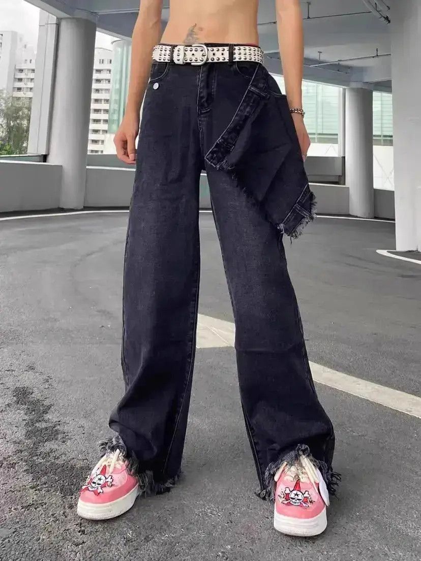 Japanese Brand Straight leg wide leg patchwork jeans Size US 32 / EU 48 - 4 Thumbnail
