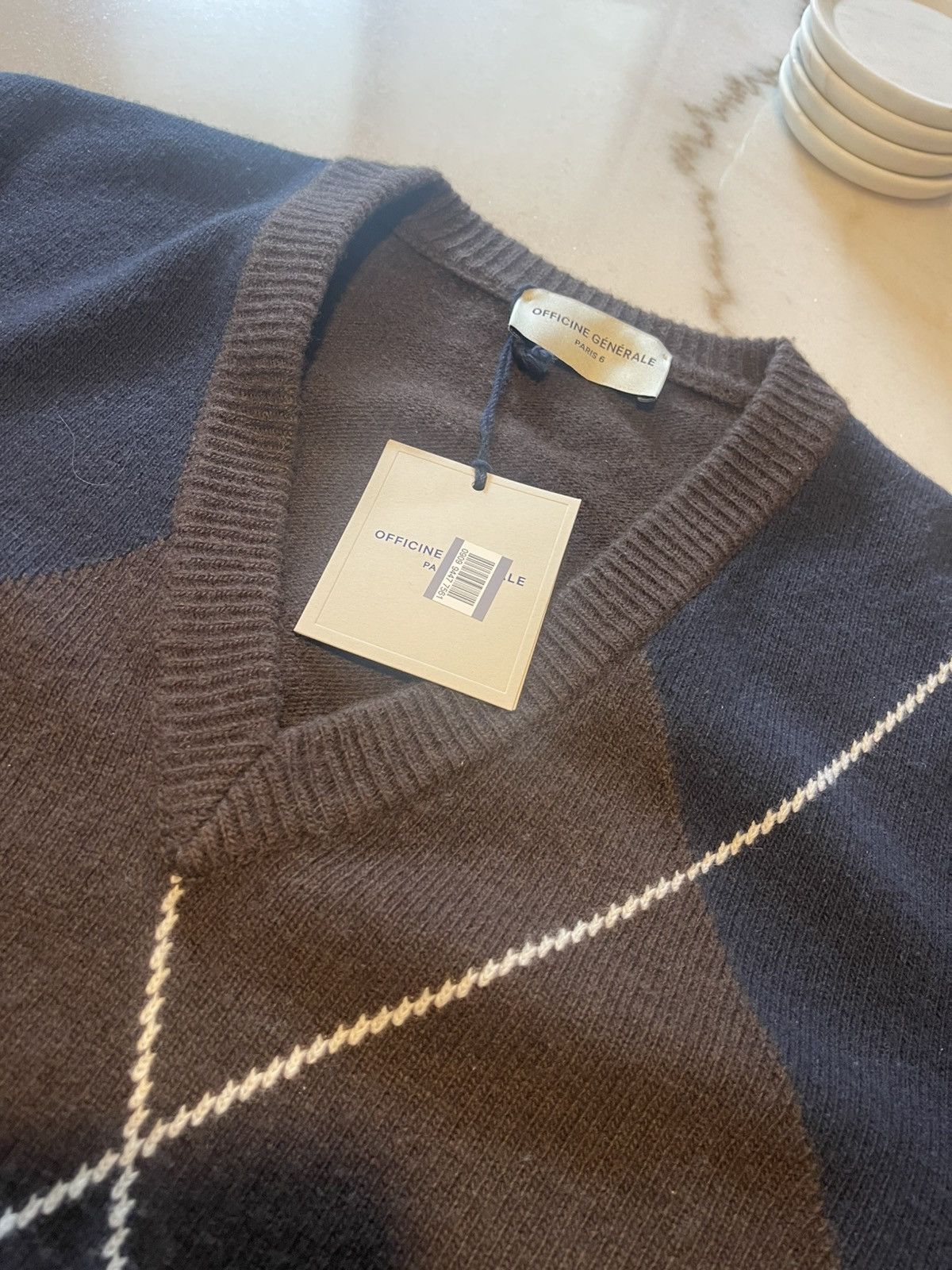 Officine Generale Officine Generale mens Argyle sweater M Made in Italy NWT Size US M / EU 48-50 / 2 - 14 Thumbnail