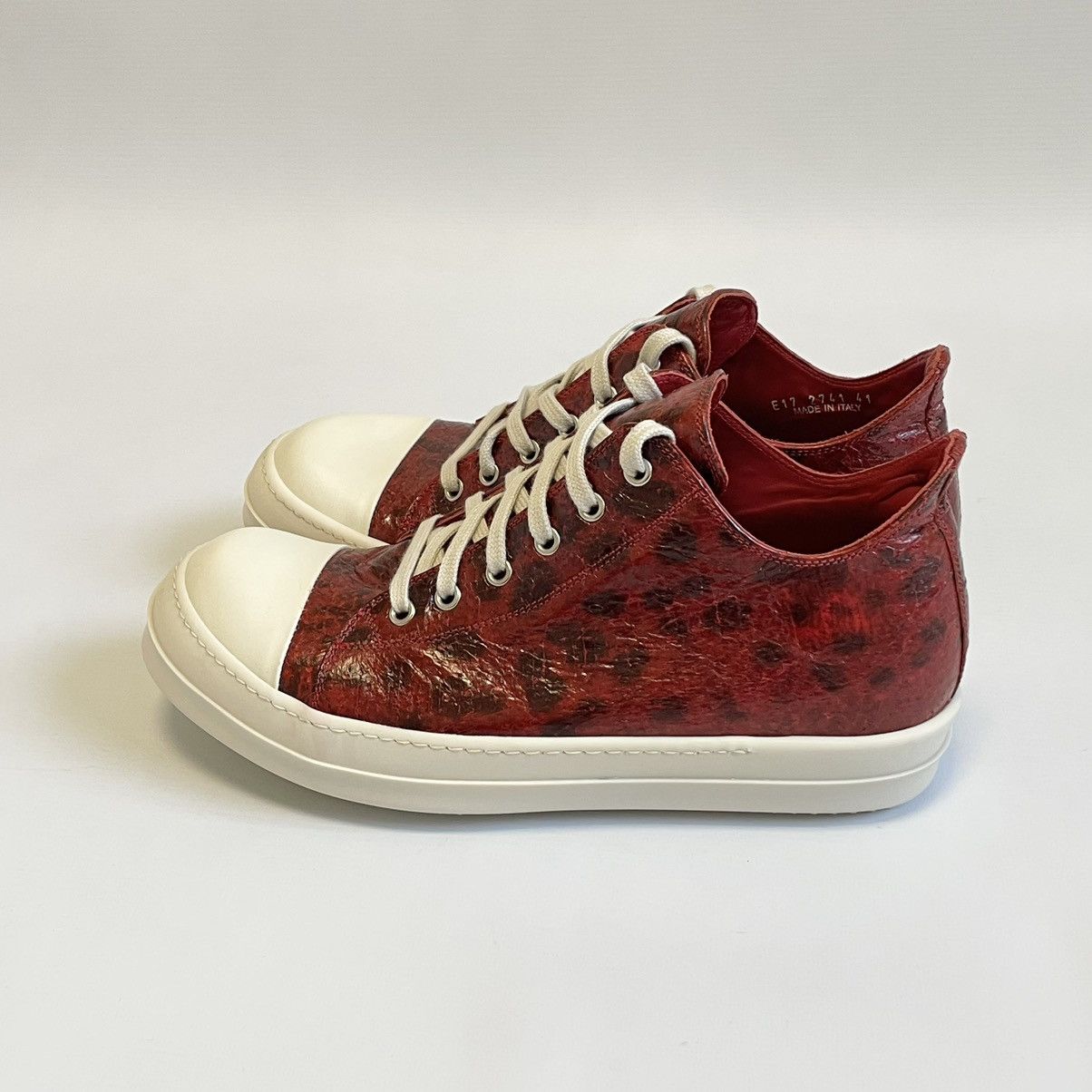 Rick Owens S/S 17 Red Wolf Fish Leather Ramones Sneakers Size US 8 / EU 41 - 11 Thumbnail