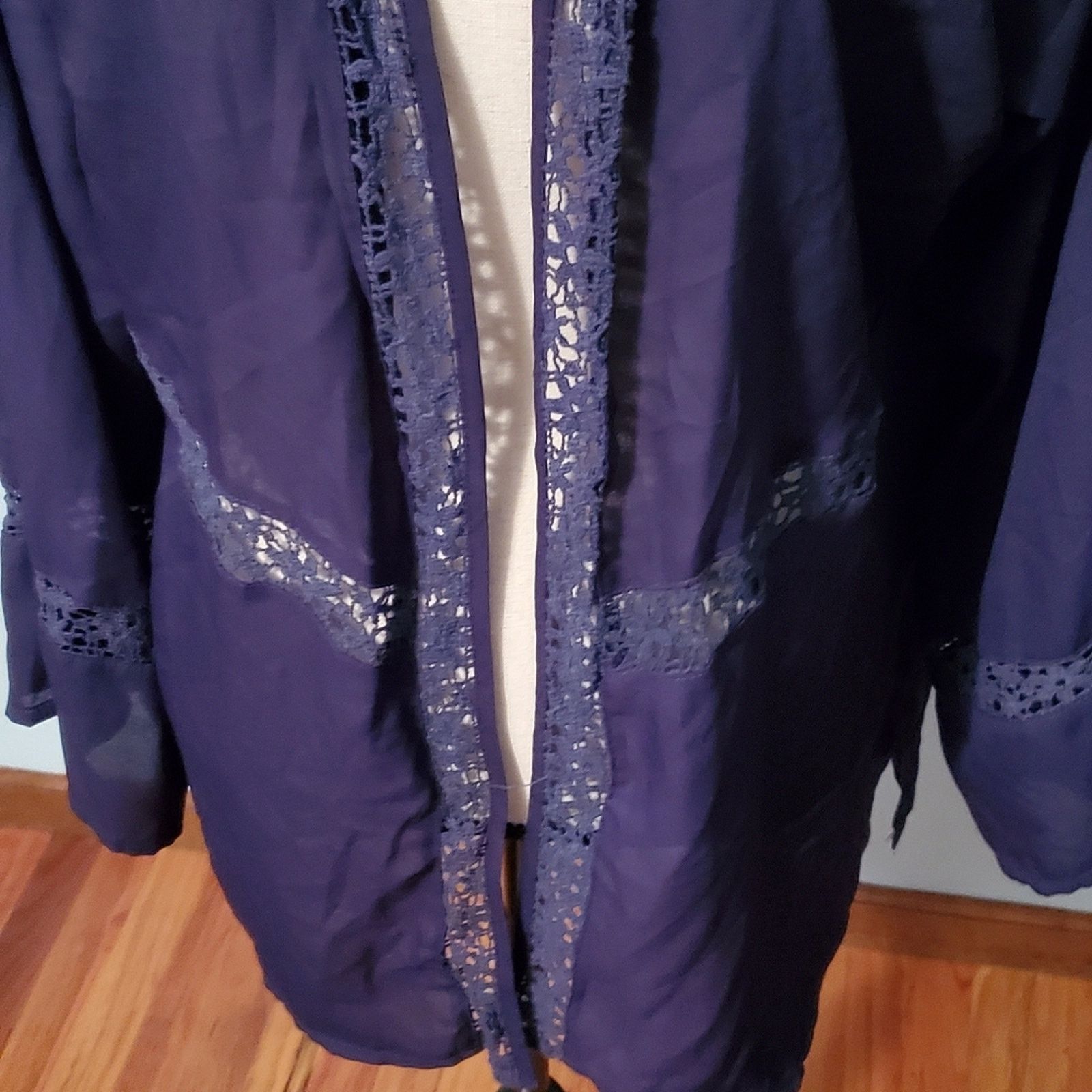 Other Forgotten Grace Boutique Sheerish Purple Open Cardigan Size L / US 10 / IT 46 - 3 Thumbnail