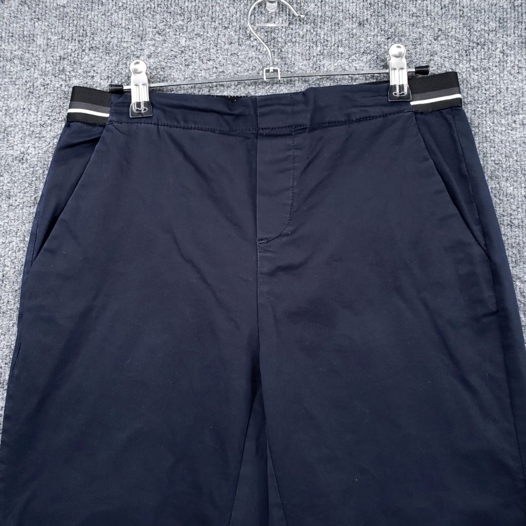 Vintage Pull&Bear Pants Womens S Small Blue Chino Mid Rise Tapered Cropped Flat Front Regular Waist 28in Inseam 24.5in Zip Pockets Size 28" / US 6 / IT 42 - 5 Thumbnail