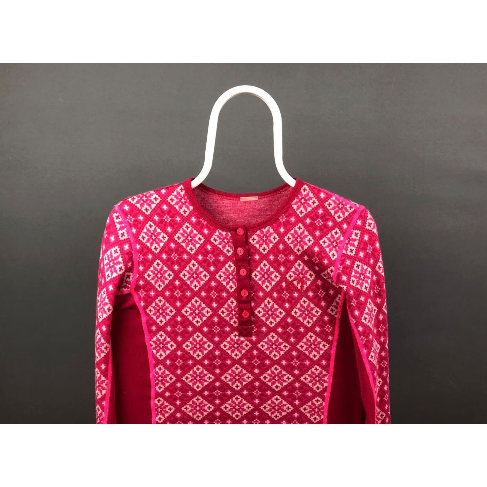 Vintage Kari Traa Women's Pink Geometric Patterned Wool Blend Jersey Top M Casual Size M / US 6-8 / IT 42-44 - 4 Thumbnail