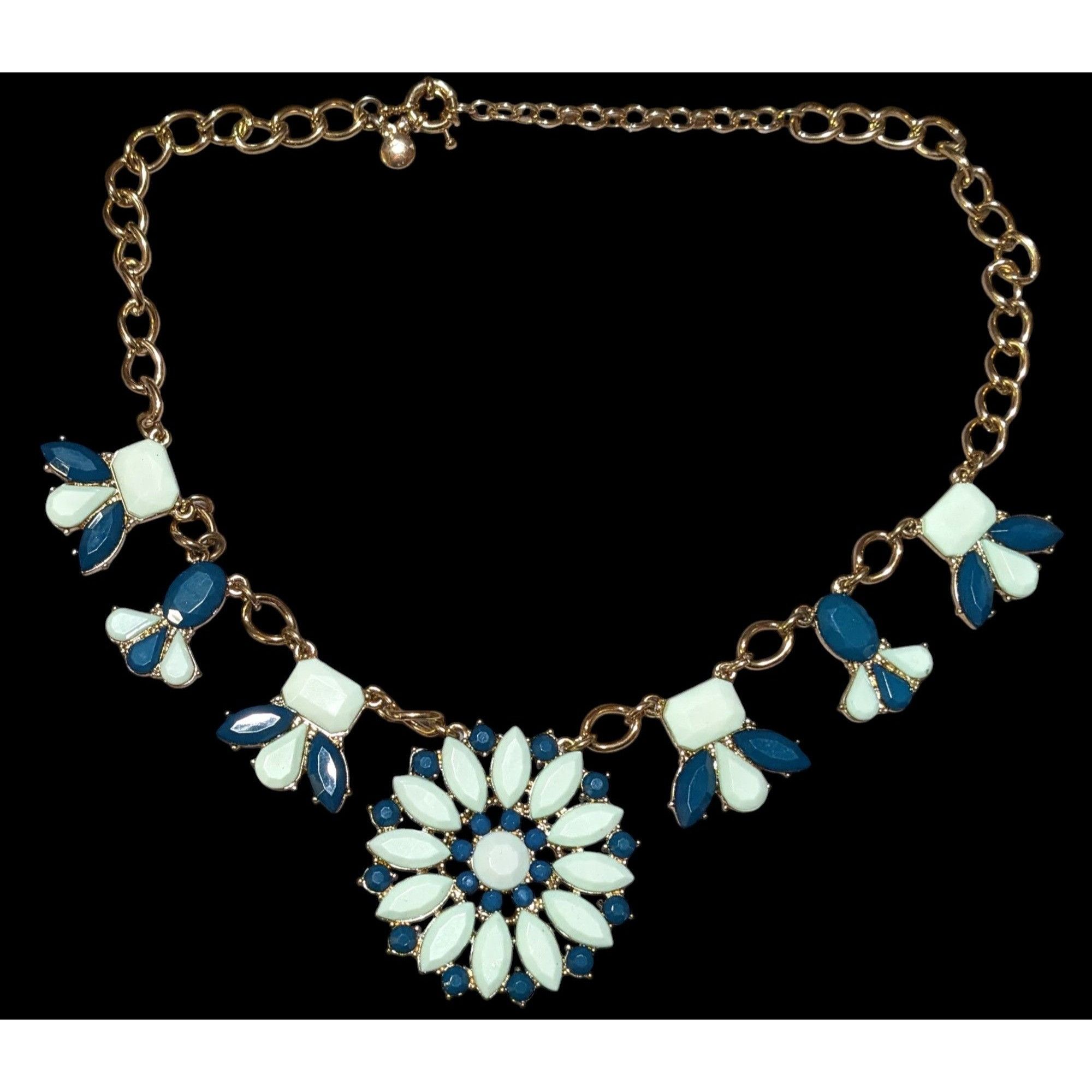 J.Crew Preppy JCrew Blue Flower Statement Necklace Size ONE SIZE - 1 Thumbnail