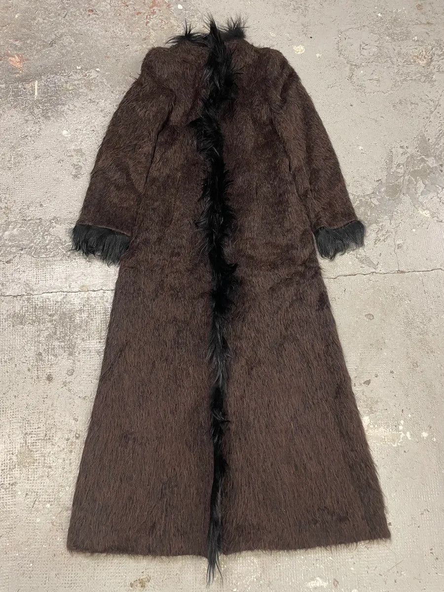 2000s Roberto Cavalli Long Mohawk Brown & Black Fur Jacket